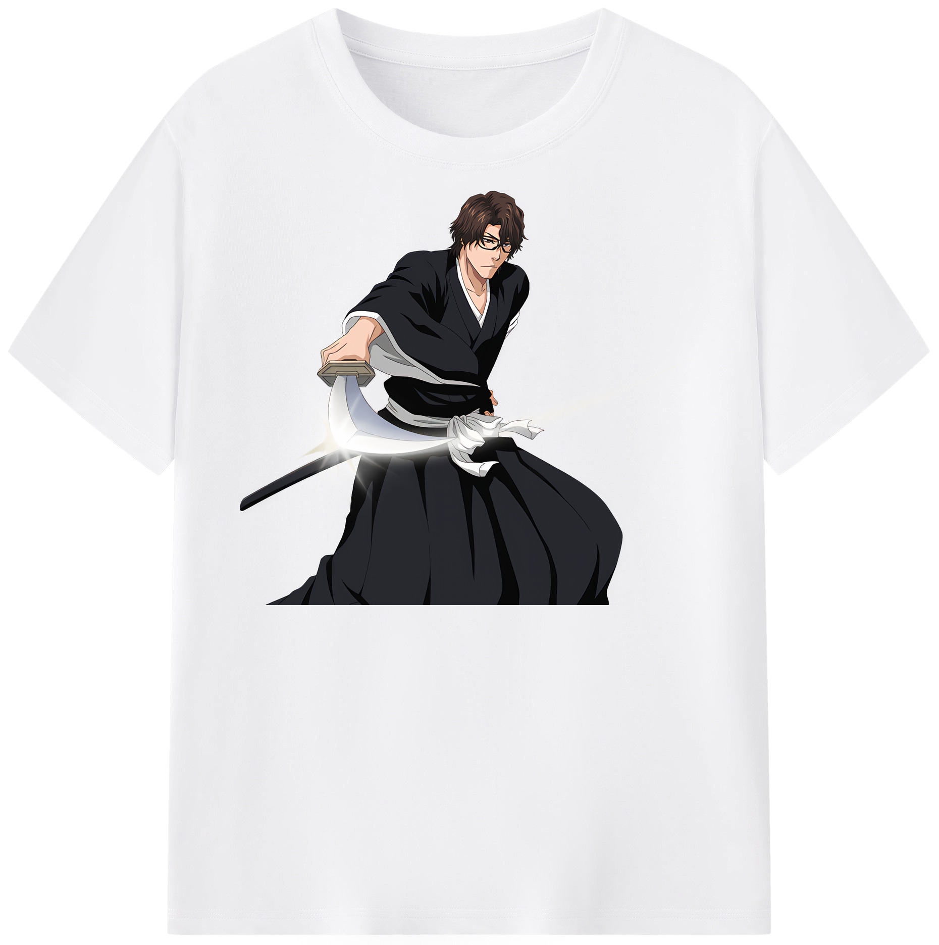 （画像用） ブリーチ 藍染 惣右介（あいぜん そうすけ） BLEACH Aizen Sousuke 綿100％半袖Tシャツ（フロントプリント）