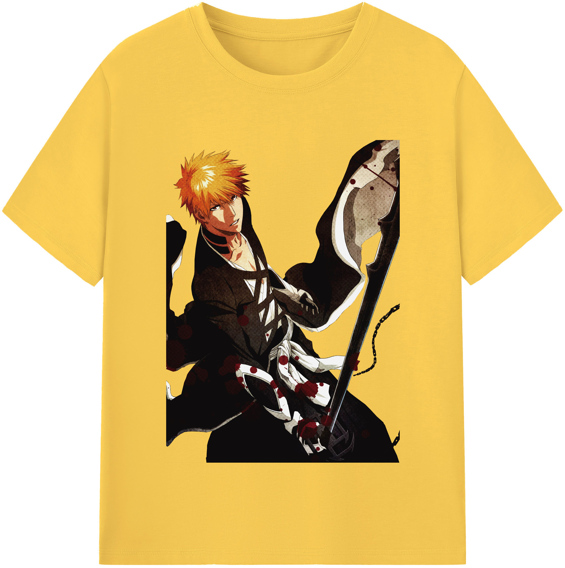 （画像用） ブリーチ 黒崎一護（くろさき いちご）BLEACH Kurosaki Ichigo 綿100％半袖Tシャツ（フロントプリント）