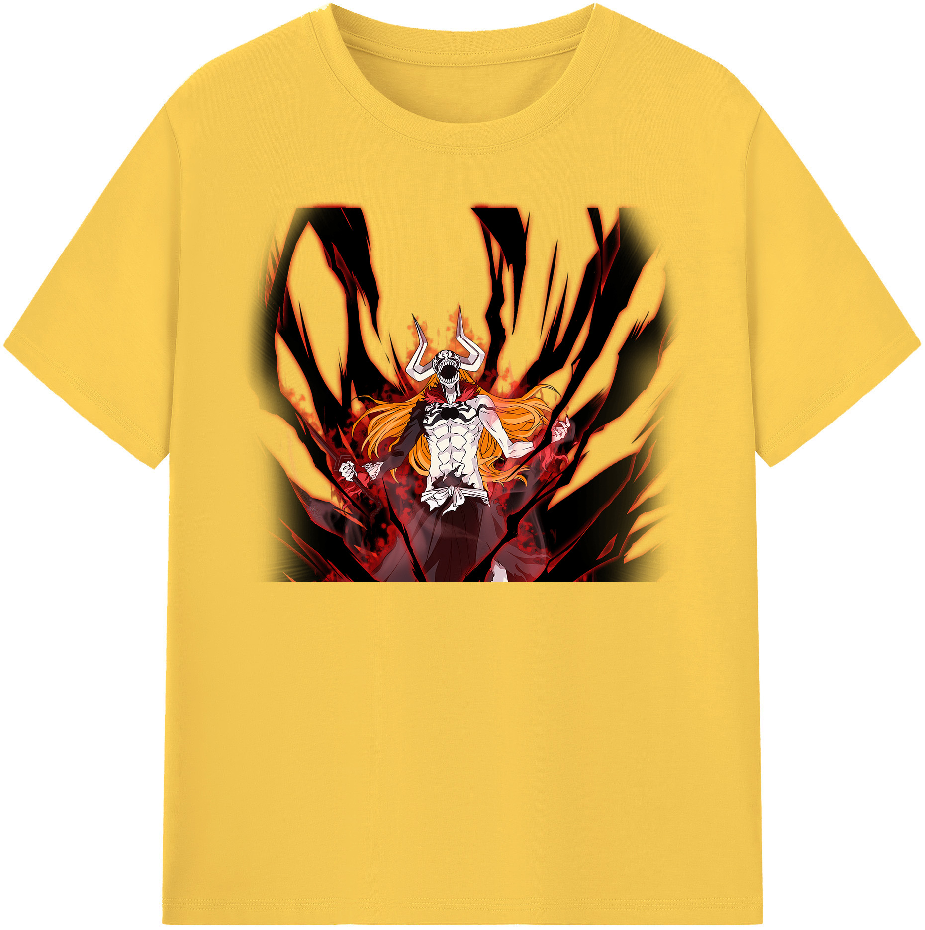 （画像用） ブリーチ 黒崎一護（くろさき いちご）BLEACH Kurosaki Ichigo 綿100％半袖Tシャツ（フロントプリント）