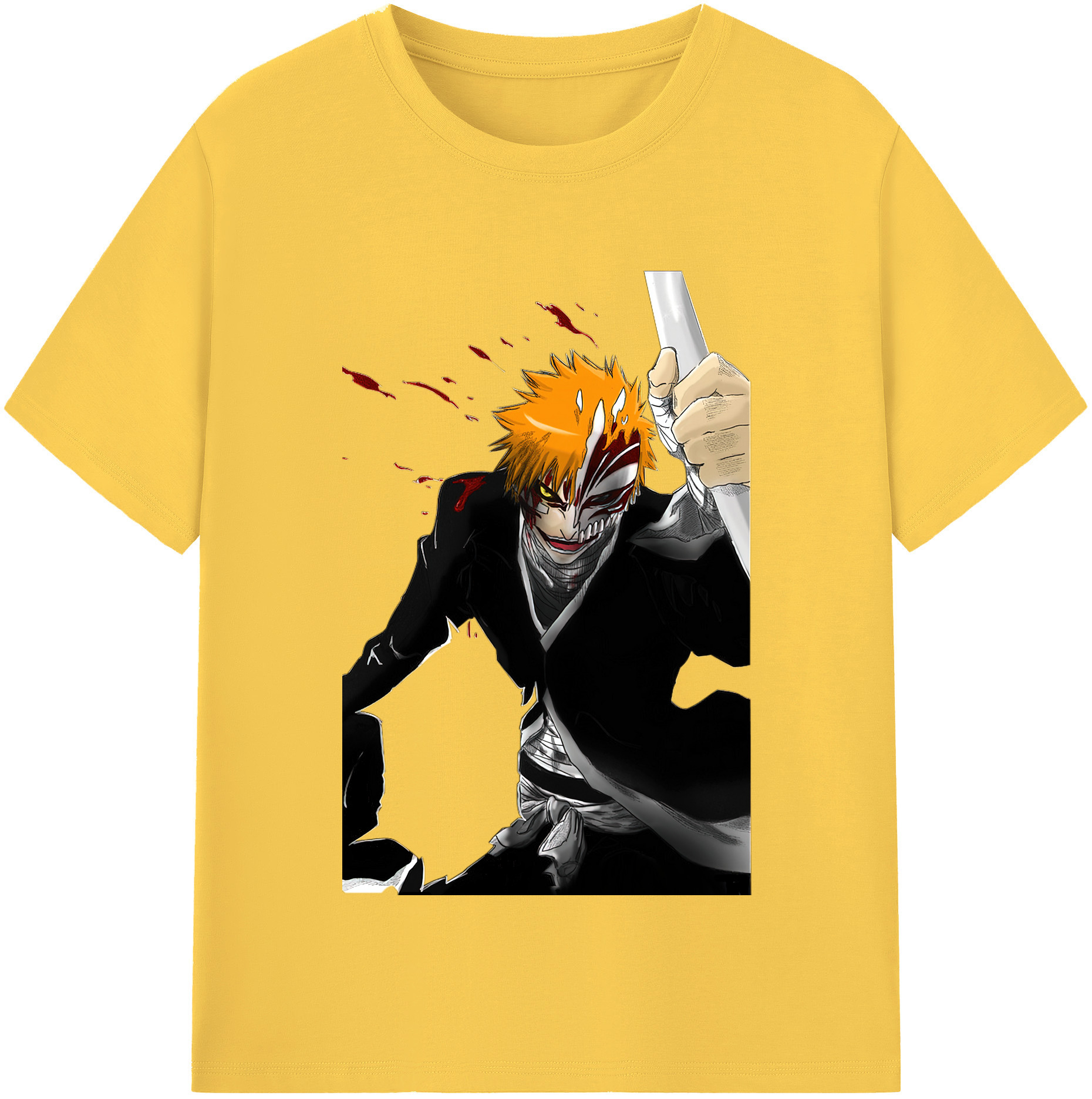 （画像用） ブリーチ 黒崎一護（くろさき いちご）BLEACH Kurosaki Ichigo 綿100％半袖Tシャツ（フロントプリント）