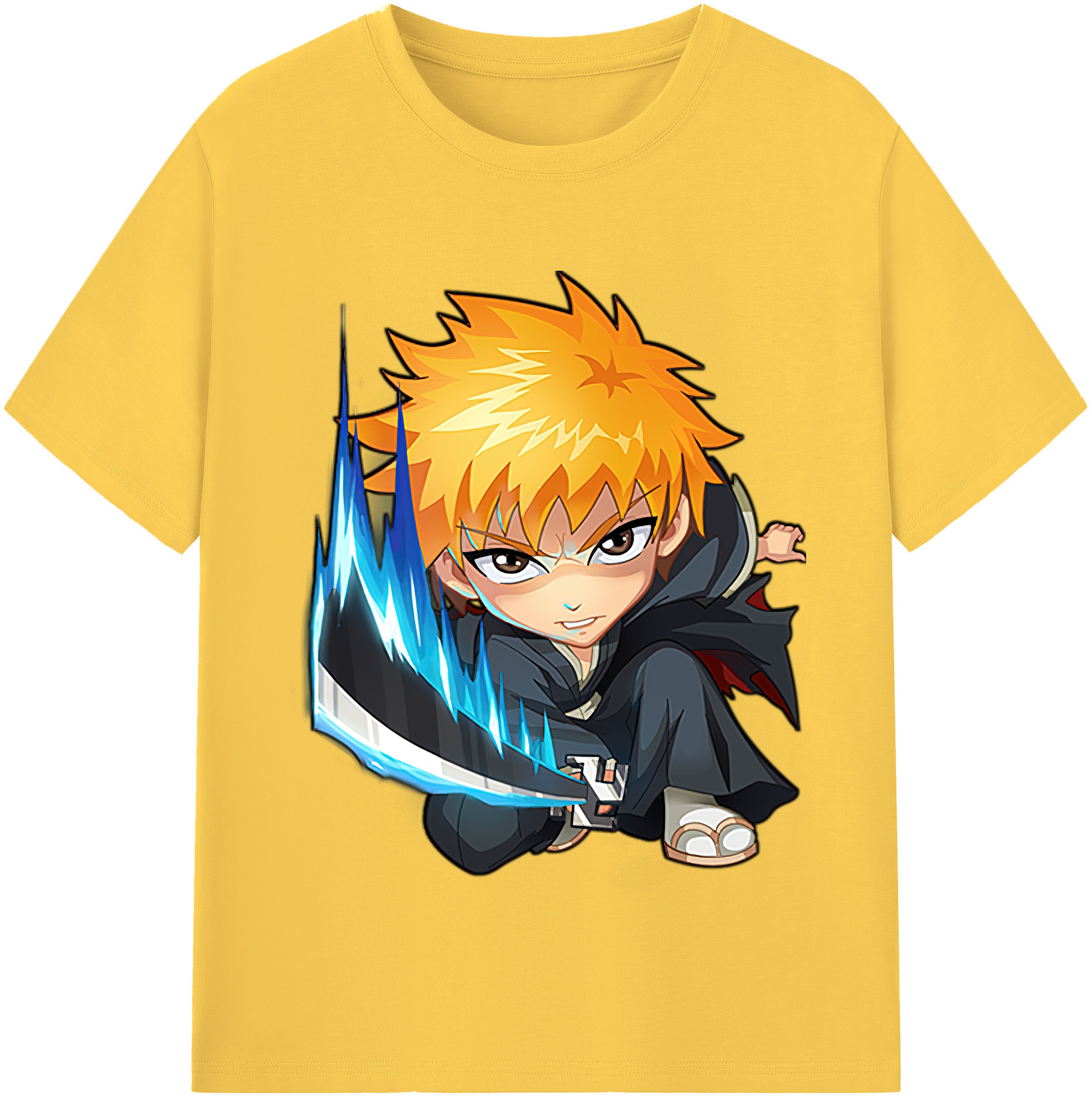 （画像用） ブリーチ 黒崎一護（くろさき いちご）BLEACH Kurosaki Ichigo 綿100％半袖Tシャツ（フロントプリント）