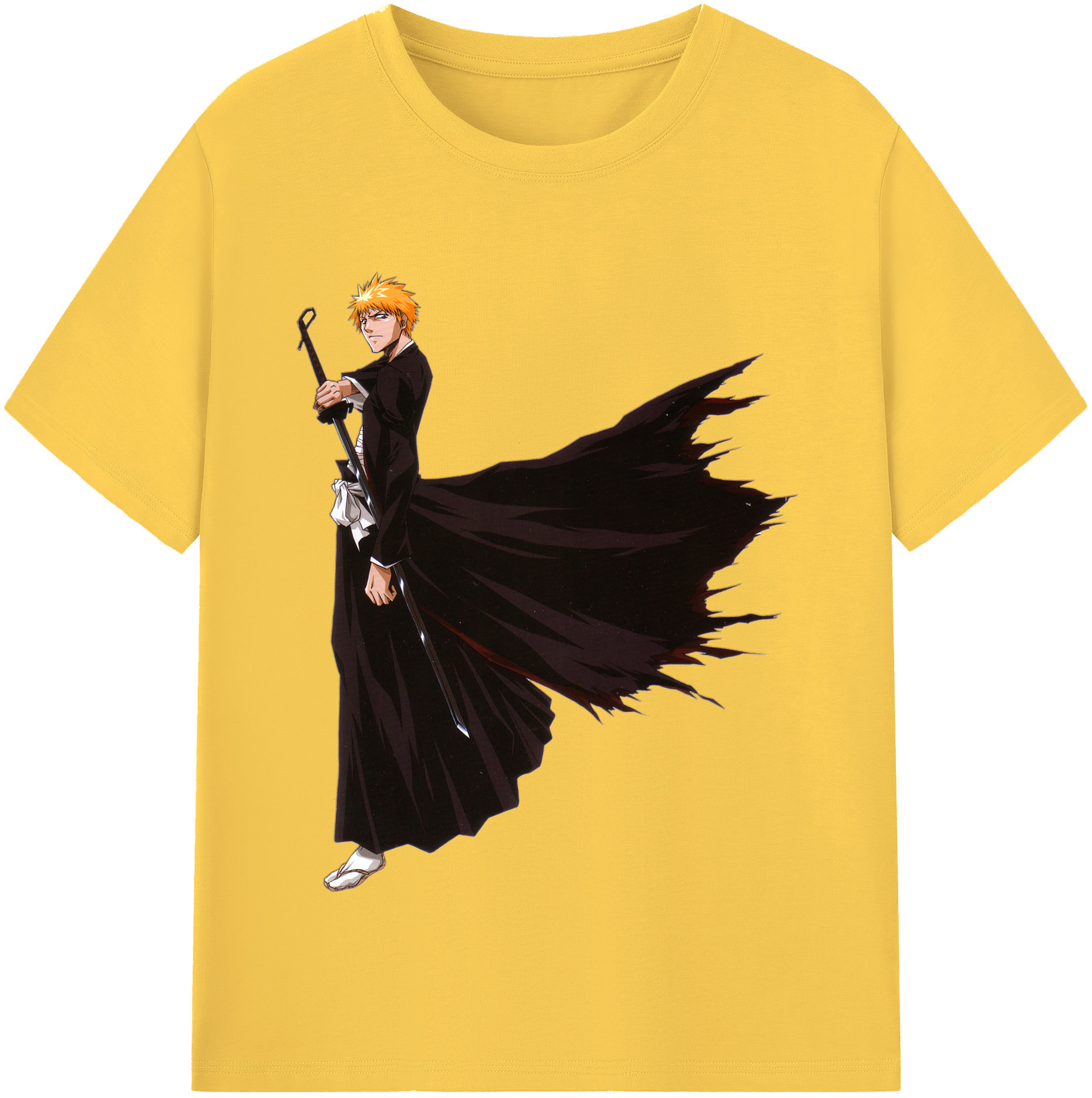 （画像用） ブリーチ 黒崎一護（くろさき いちご）BLEACH Kurosaki Ichigo 綿100％半袖Tシャツ（フロントプリント）