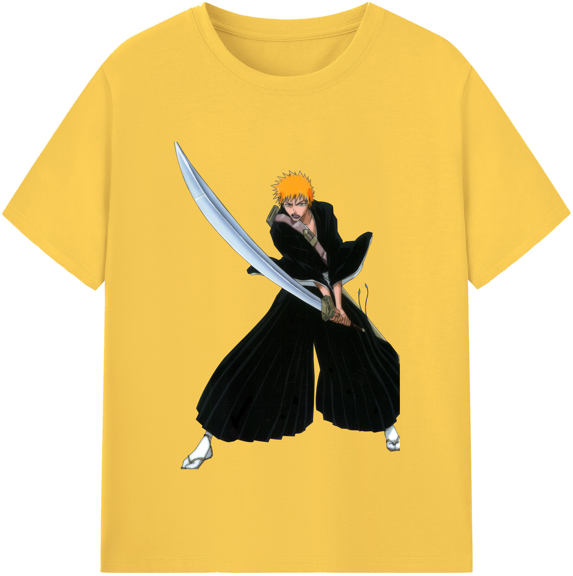 （画像用） ブリーチ 黒崎一護（くろさき いちご）BLEACH Kurosaki Ichigo 綿100％半袖Tシャツ（フロントプリント）