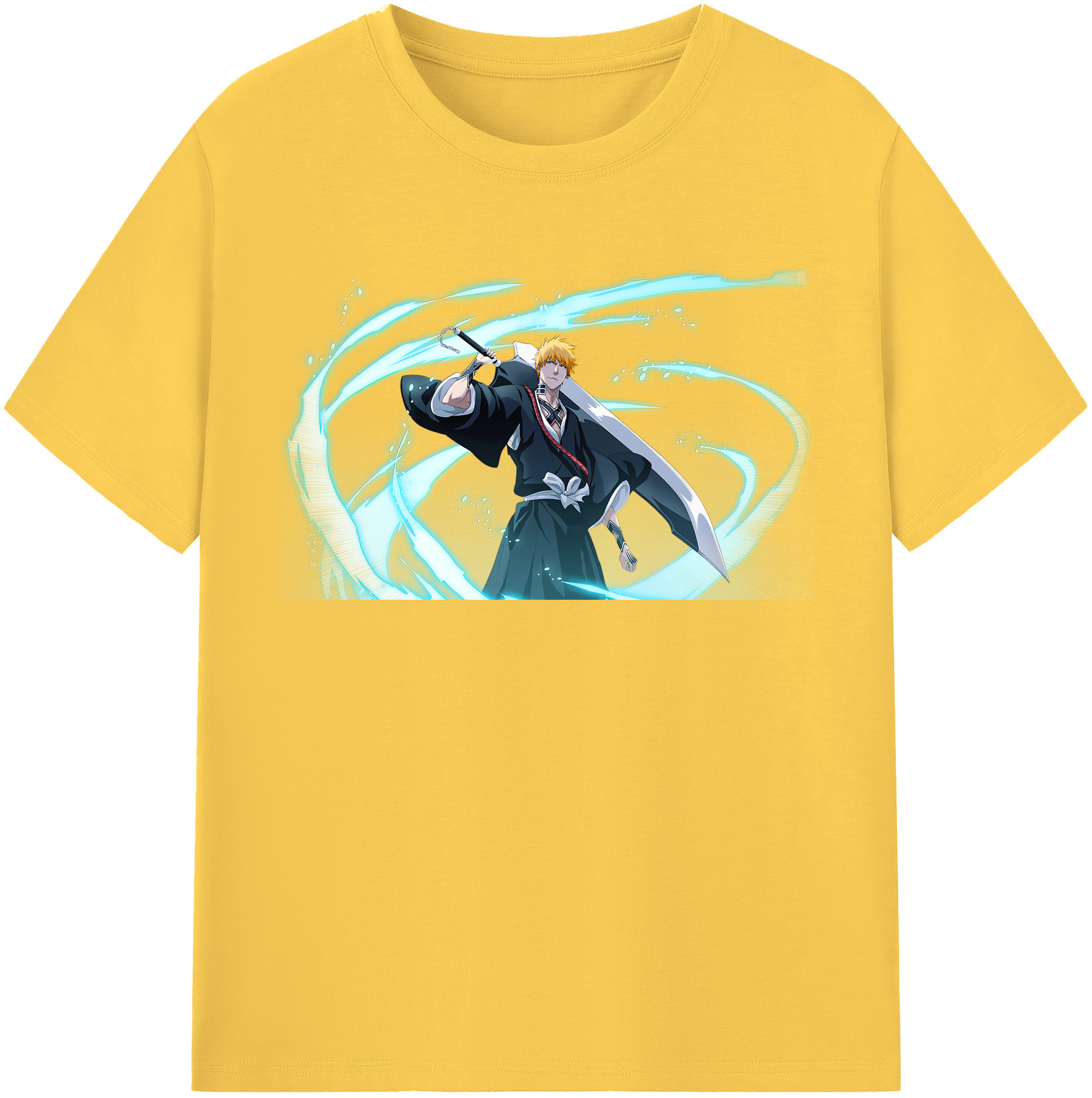 （画像用） ブリーチ 黒崎一護（くろさき いちご）BLEACH Kurosaki Ichigo 綿100％半袖Tシャツ（フロントプリント）