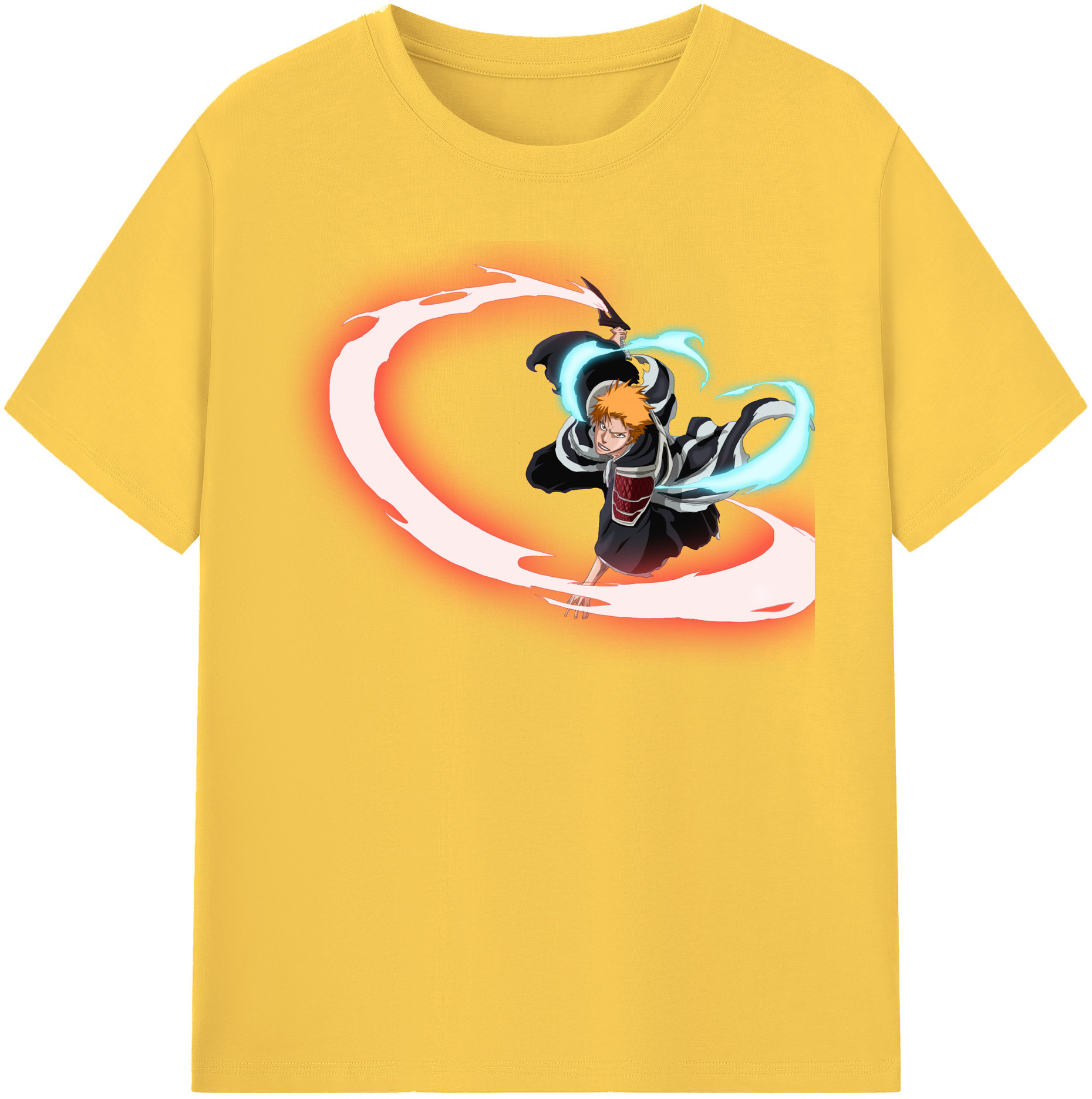 （画像用） ブリーチ 黒崎一護（くろさき いちご）BLEACH Kurosaki Ichigo 綿100％半袖Tシャツ（フロントプリント）
