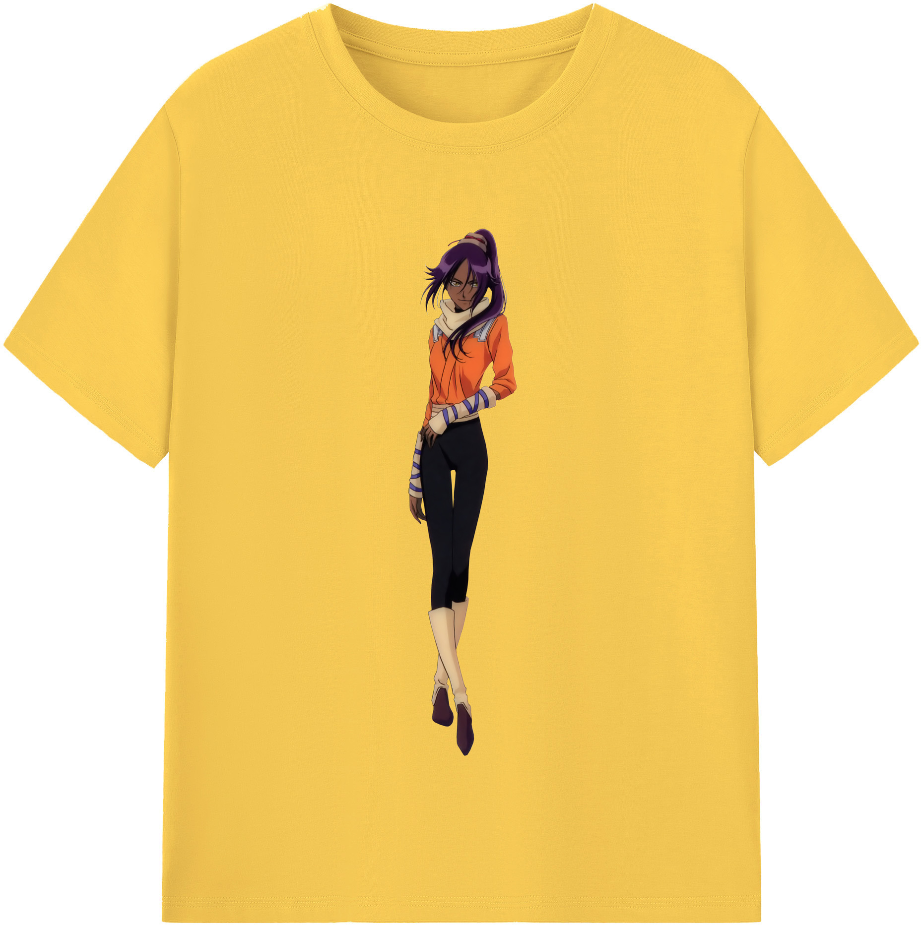 （画像用） ブリーチ 四楓院 夜一（しほういん よるいち） BLEACH Shihouin Yoruichi 綿100％半袖Tシャツ（フロントプリント）