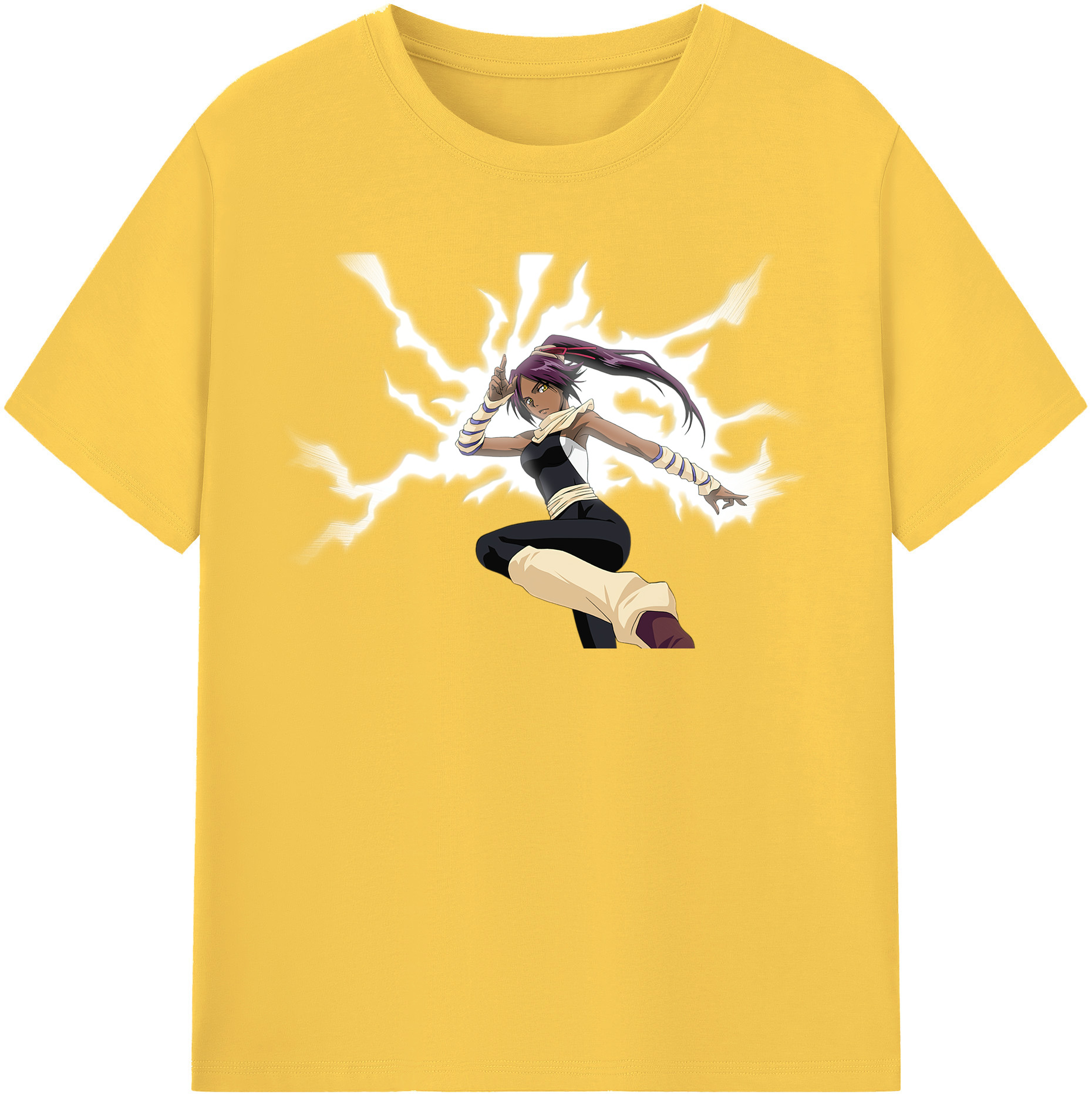 （画像用） ブリーチ 四楓院 夜一（しほういん よるいち） BLEACH Shihouin Yoruichi 綿100％半袖Tシャツ（フロントプリント）