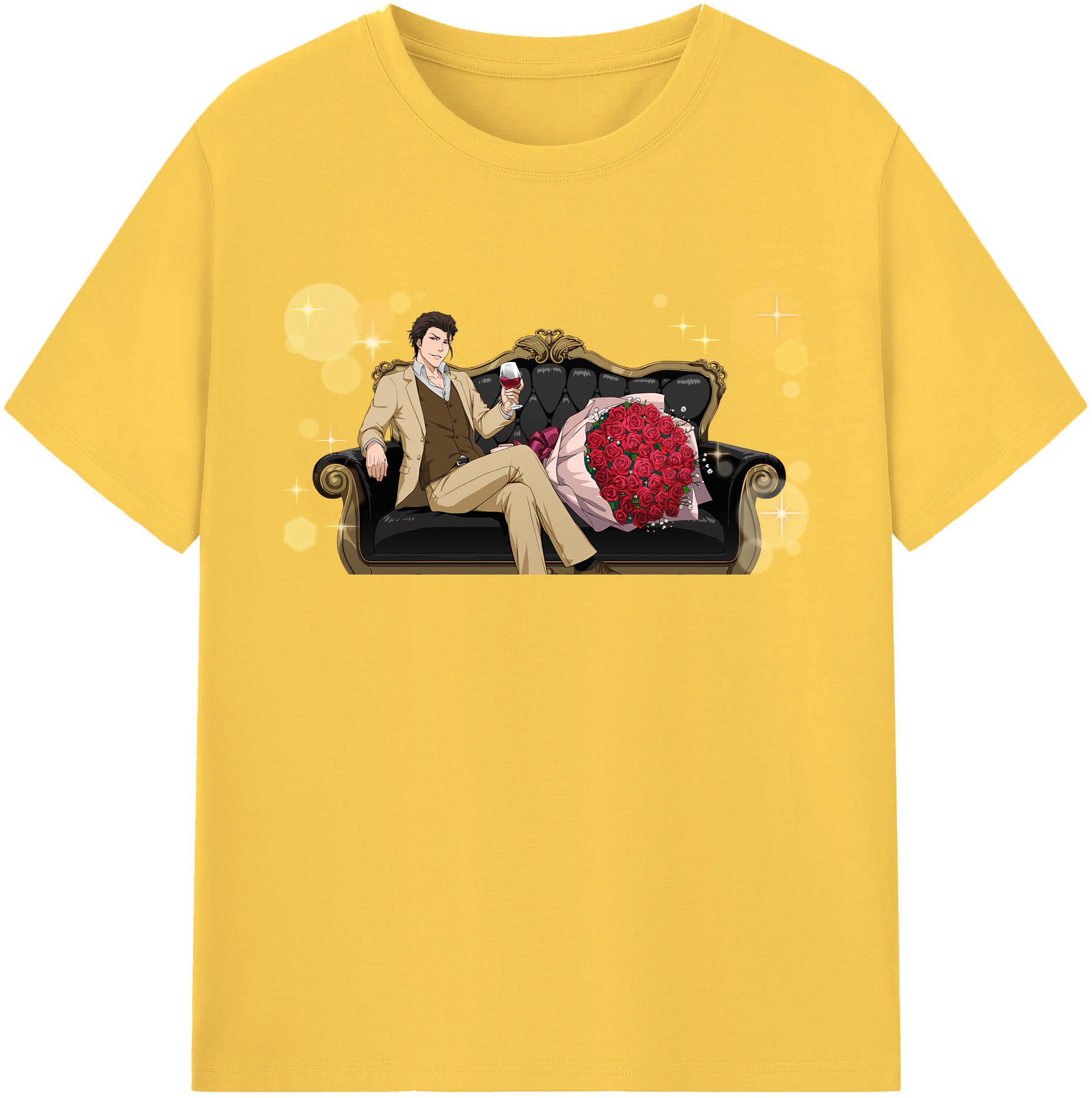 （画像用） ブリーチ 藍染 惣右介（あいぜん そうすけ） BLEACH Aizen Sousuke 綿100％半袖Tシャツ（フロントプリント）