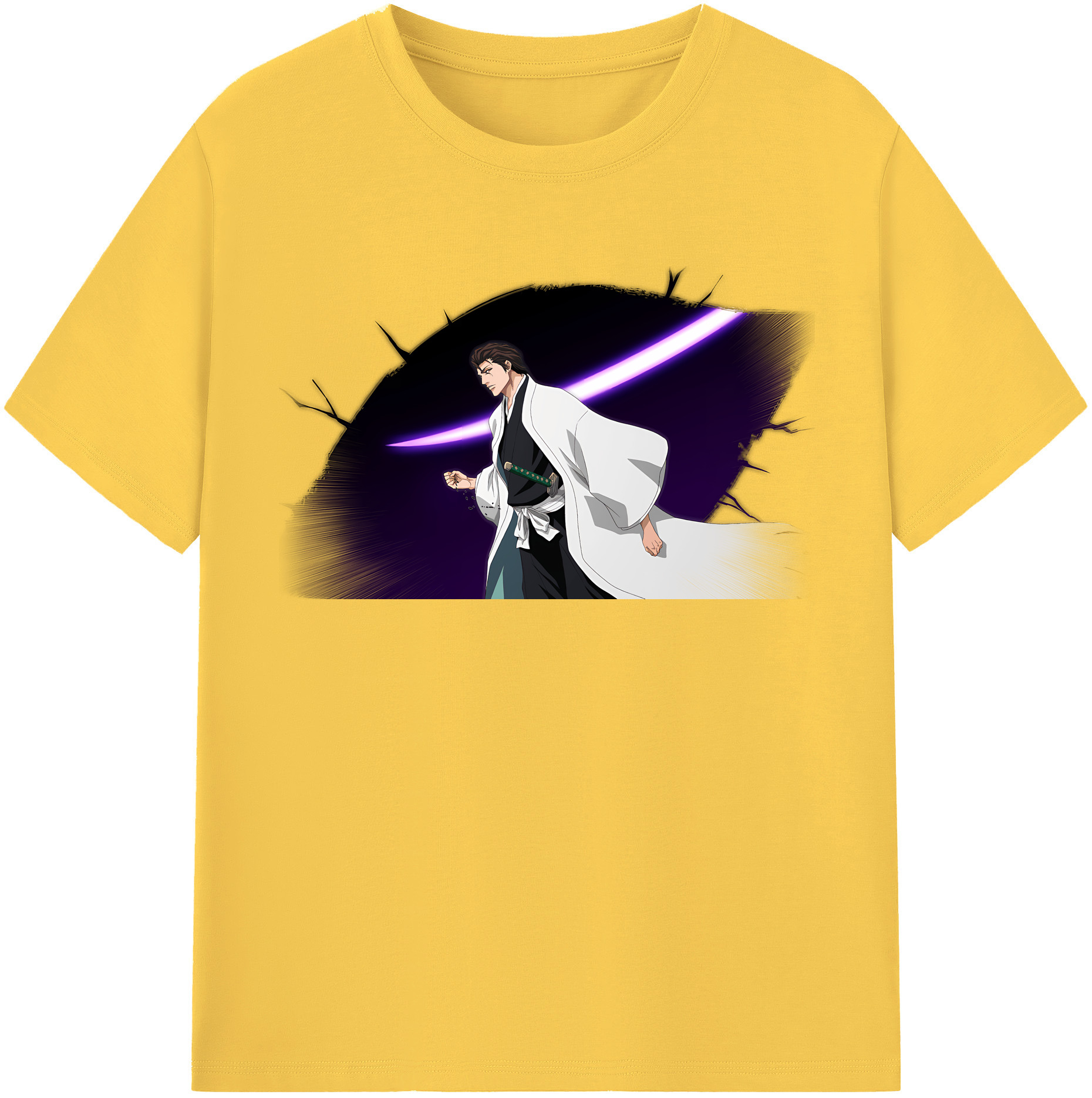 （画像用） ブリーチ 藍染 惣右介（あいぜん そうすけ） BLEACH Aizen Sousuke 綿100％半袖Tシャツ（フロントプリント）