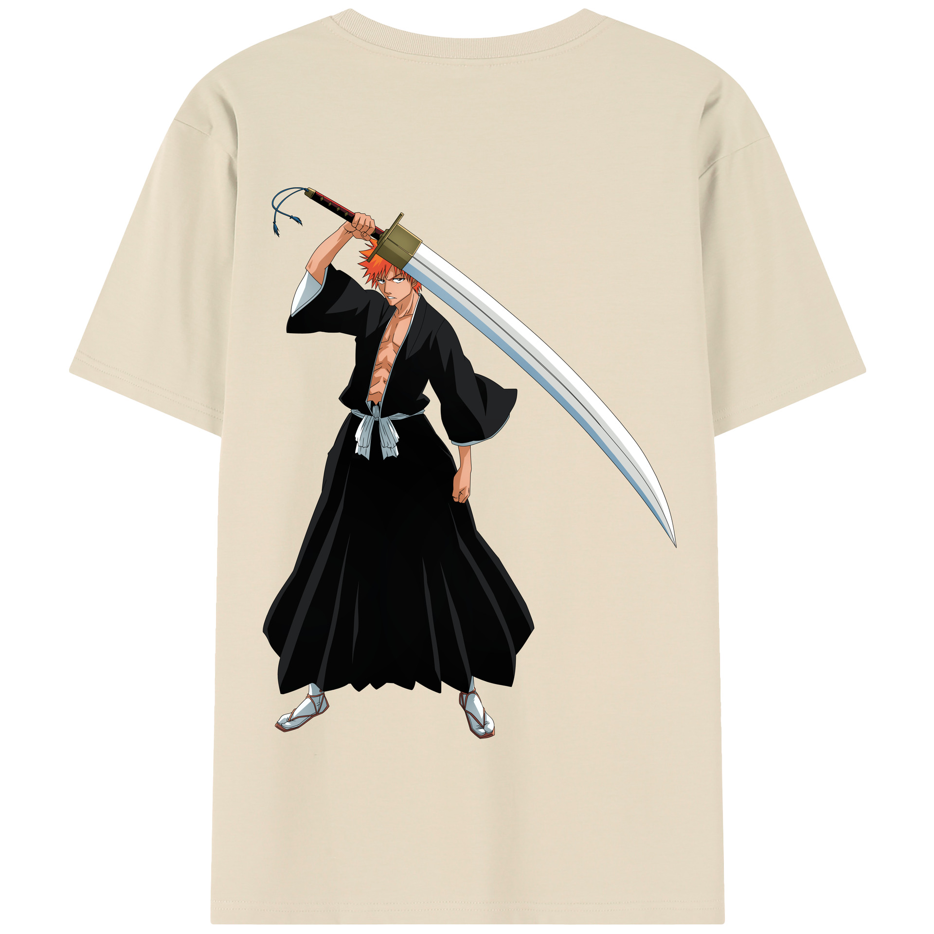 （画像用） ブリーチ 黒崎一護（くろさき いちご）BLEACH Kurosaki Ichigo 綿100％半袖Tシャツ（背面プリント）