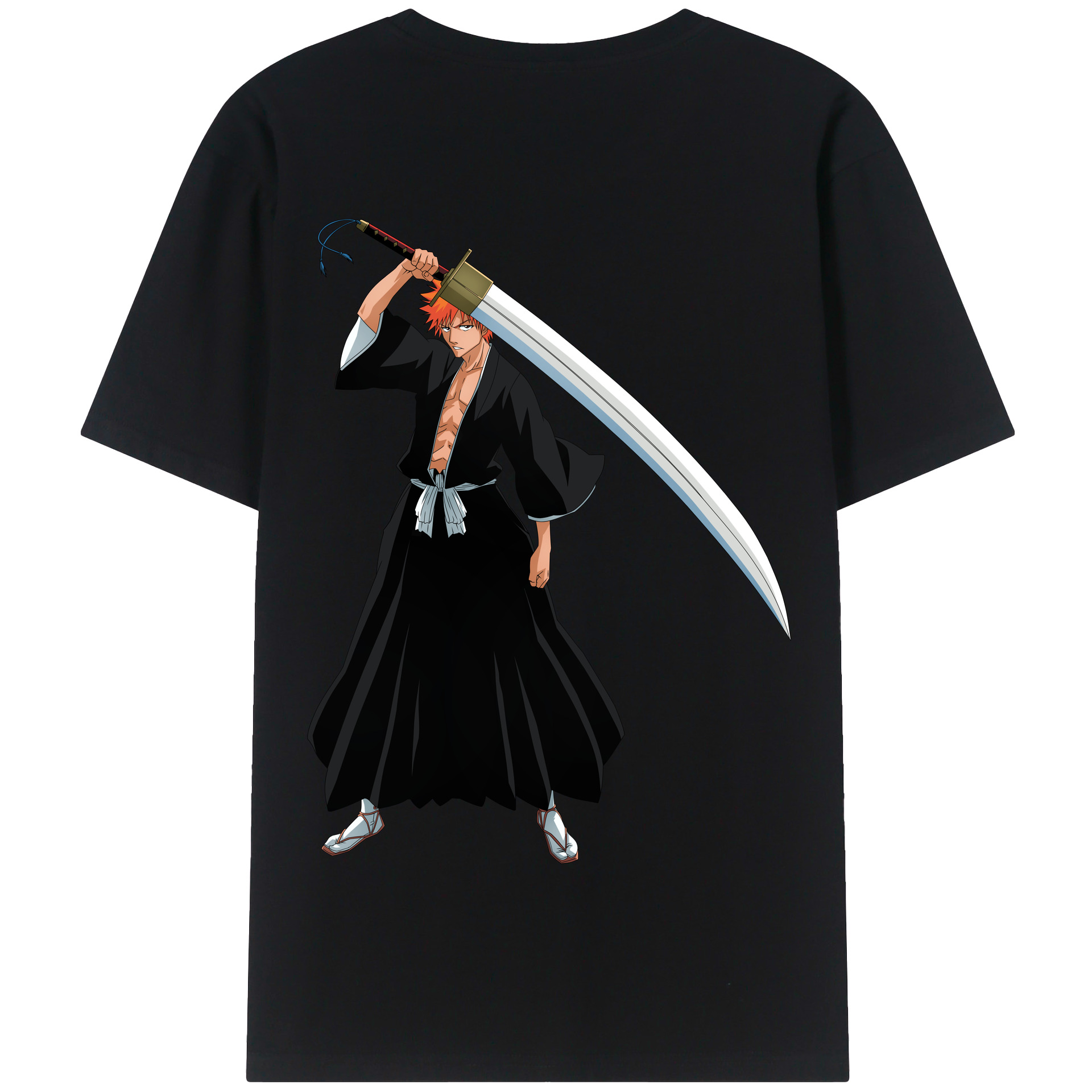 （画像用） ブリーチ 黒崎一護（くろさき いちご）BLEACH Kurosaki Ichigo 綿100％半袖Tシャツ（背面プリント）