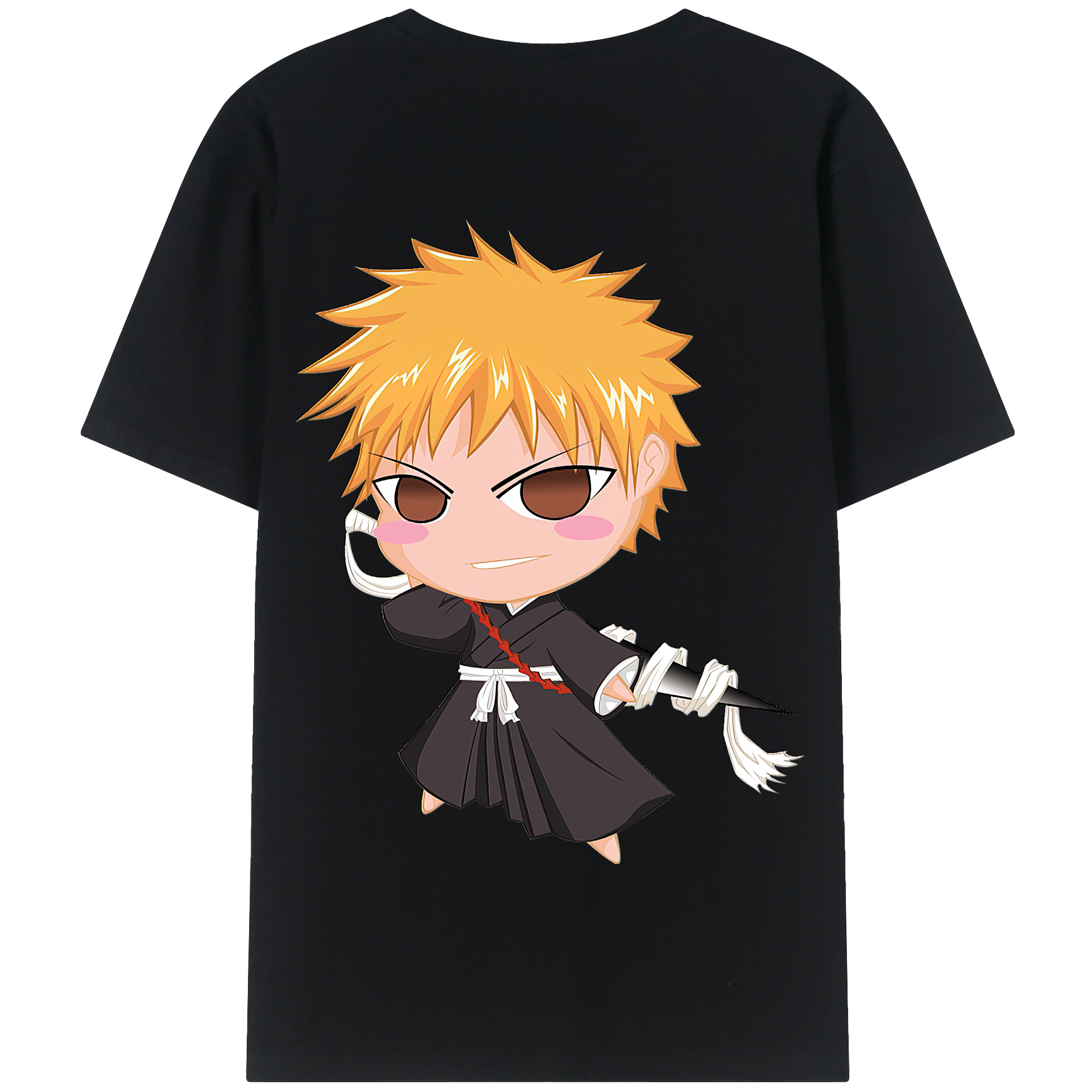 （画像用） ブリーチ 黒崎一護（くろさき いちご）BLEACH Kurosaki Ichigo 綿100％半袖Tシャツ（背面プリント）