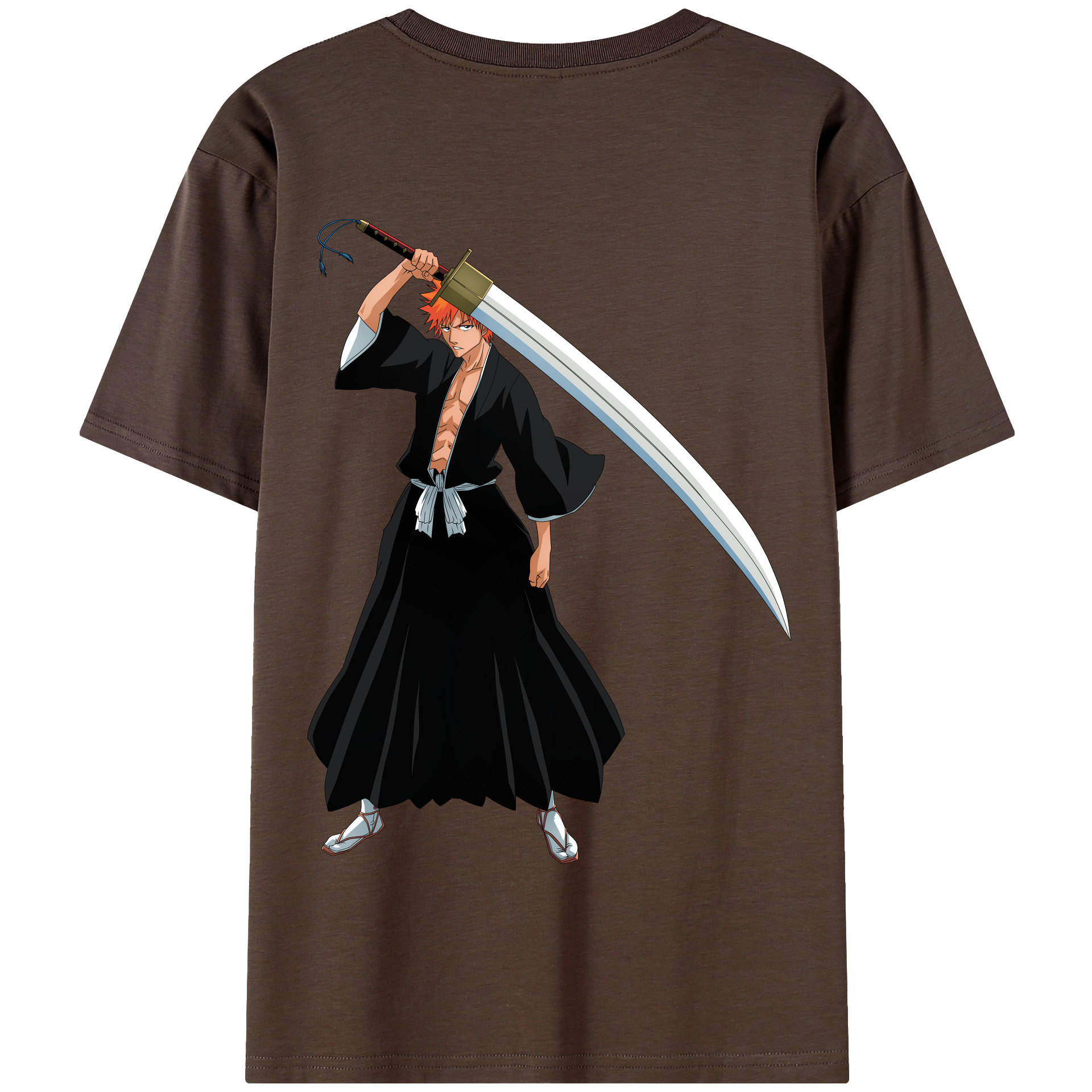 （画像用） ブリーチ 黒崎一護（くろさき いちご）BLEACH Kurosaki Ichigo 綿100％半袖Tシャツ（背面プリント）