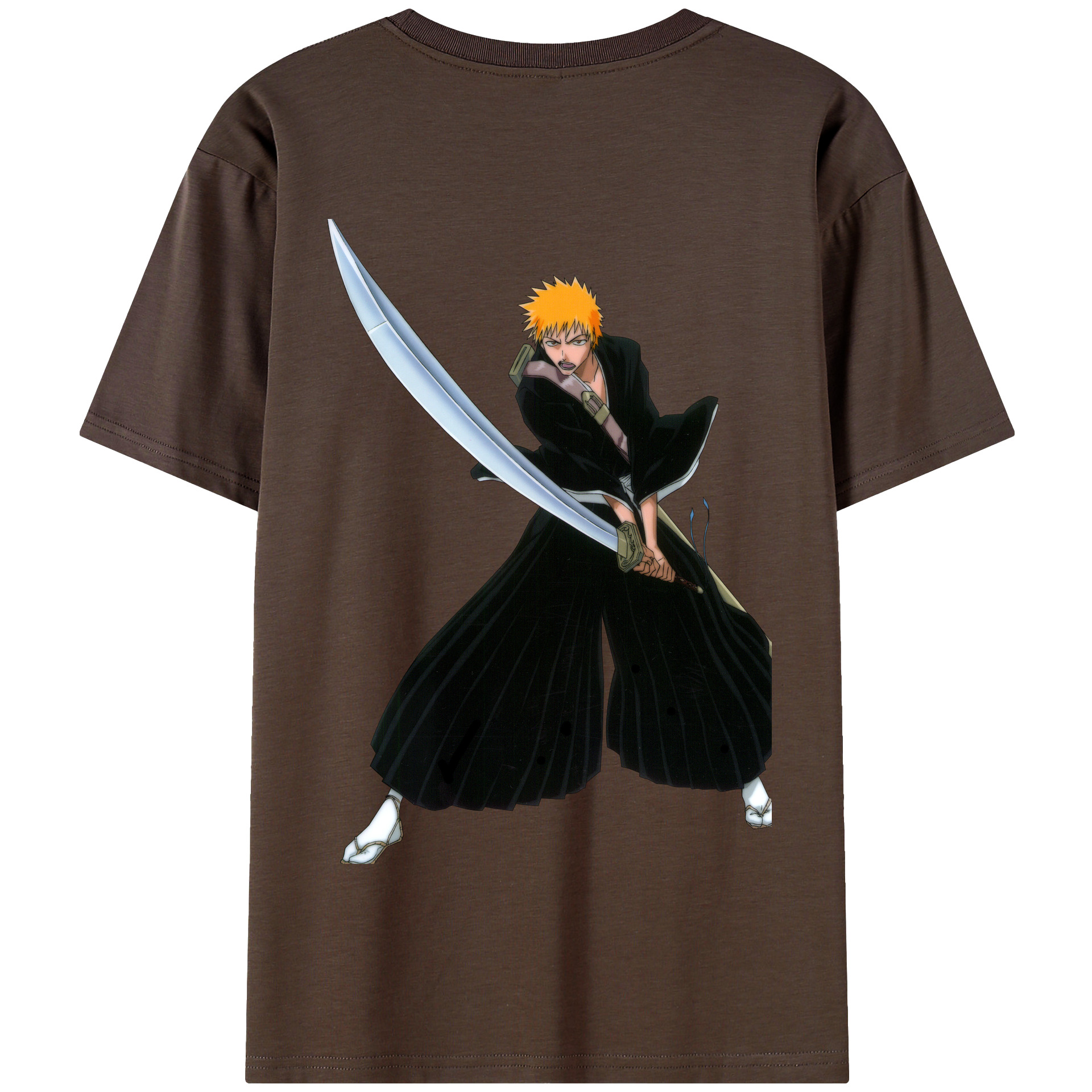 （画像用） ブリーチ 黒崎一護（くろさき いちご）BLEACH Kurosaki Ichigo 綿100％半袖Tシャツ（背面プリント）