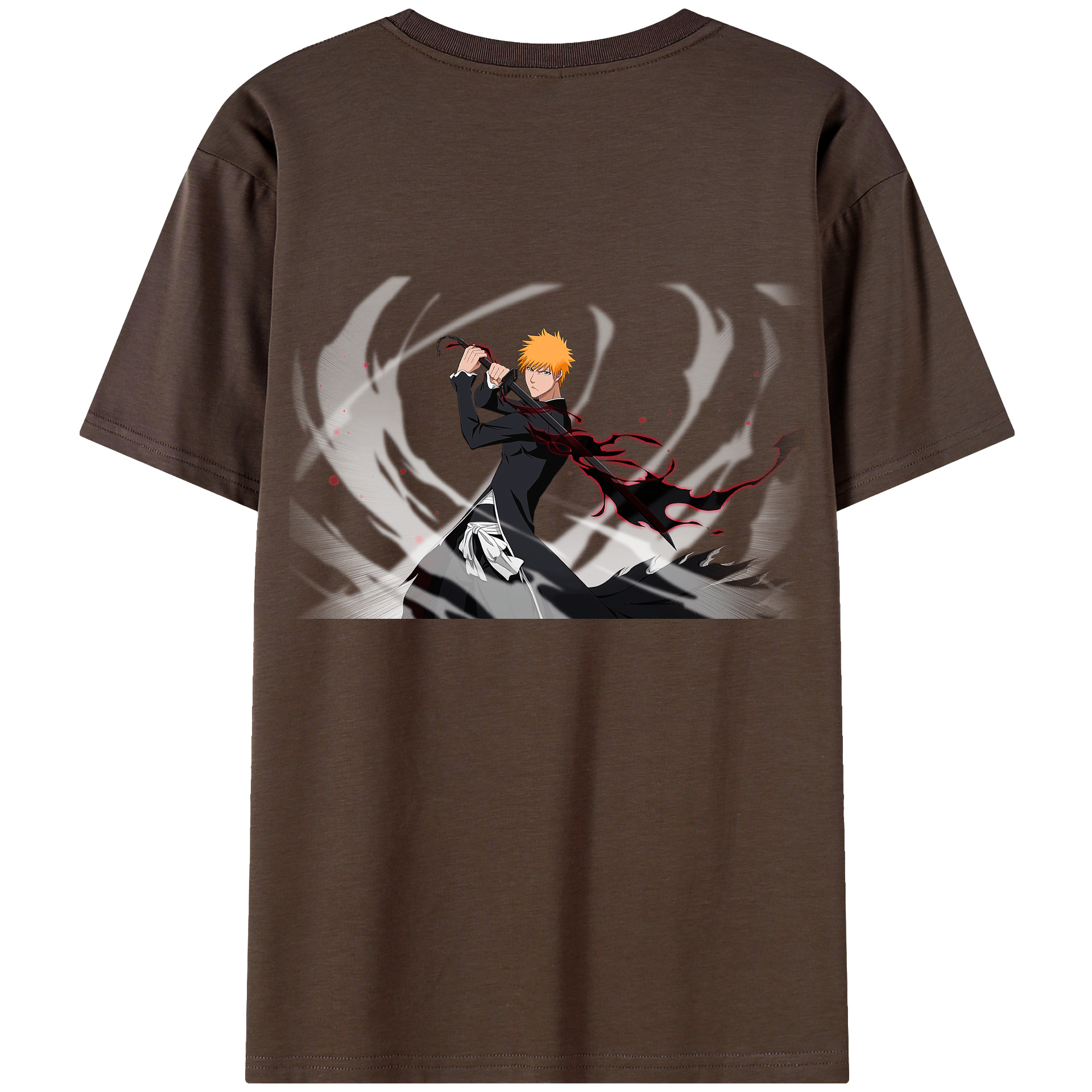 （画像用） ブリーチ 黒崎一護（くろさき いちご）BLEACH Kurosaki Ichigo 綿100％半袖Tシャツ（背面プリント）