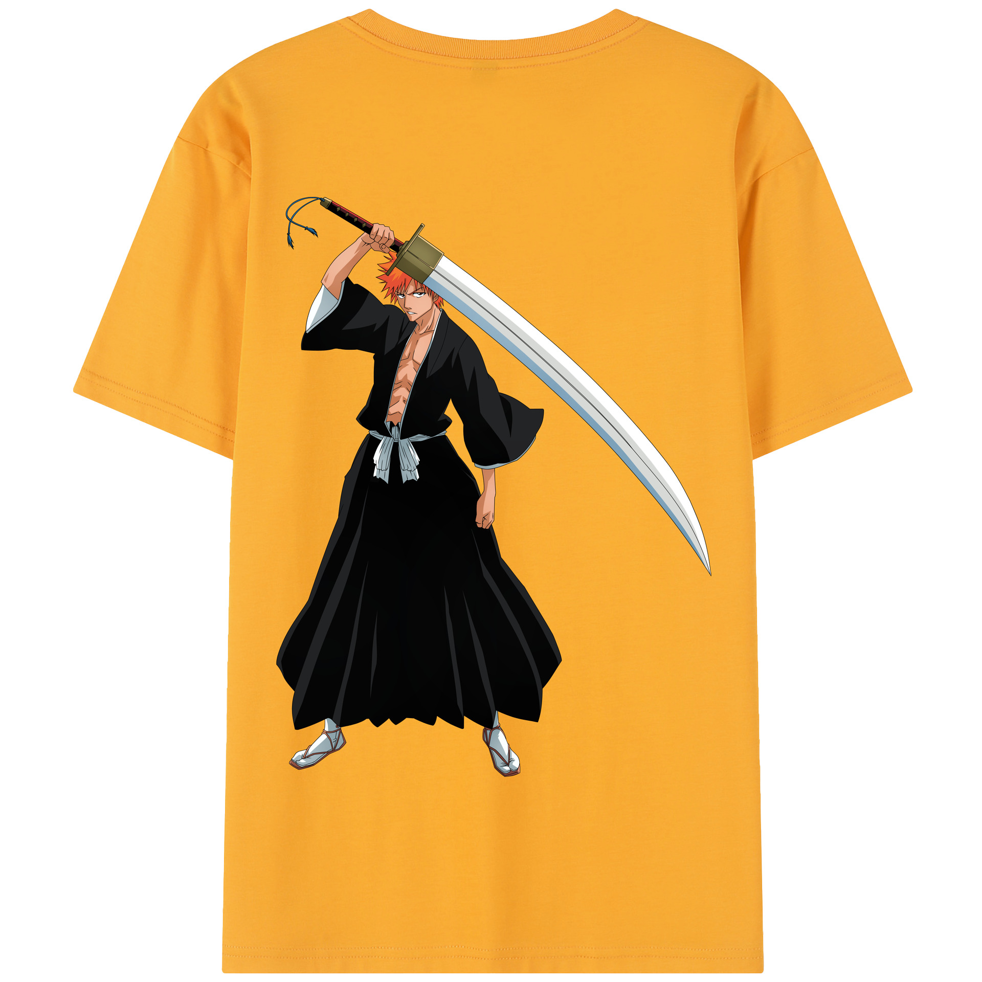 （画像用） ブリーチ 黒崎一護（くろさき いちご）BLEACH Kurosaki Ichigo 綿100％半袖Tシャツ（背面プリント）