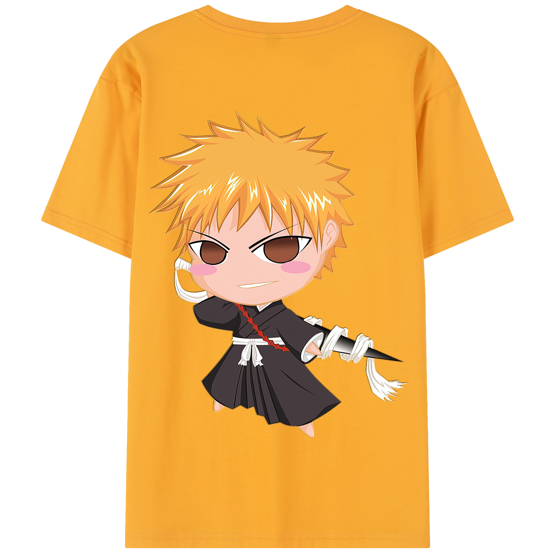 （画像用） ブリーチ 黒崎一護（くろさき いちご）BLEACH Kurosaki Ichigo 綿100％半袖Tシャツ（背面プリント）