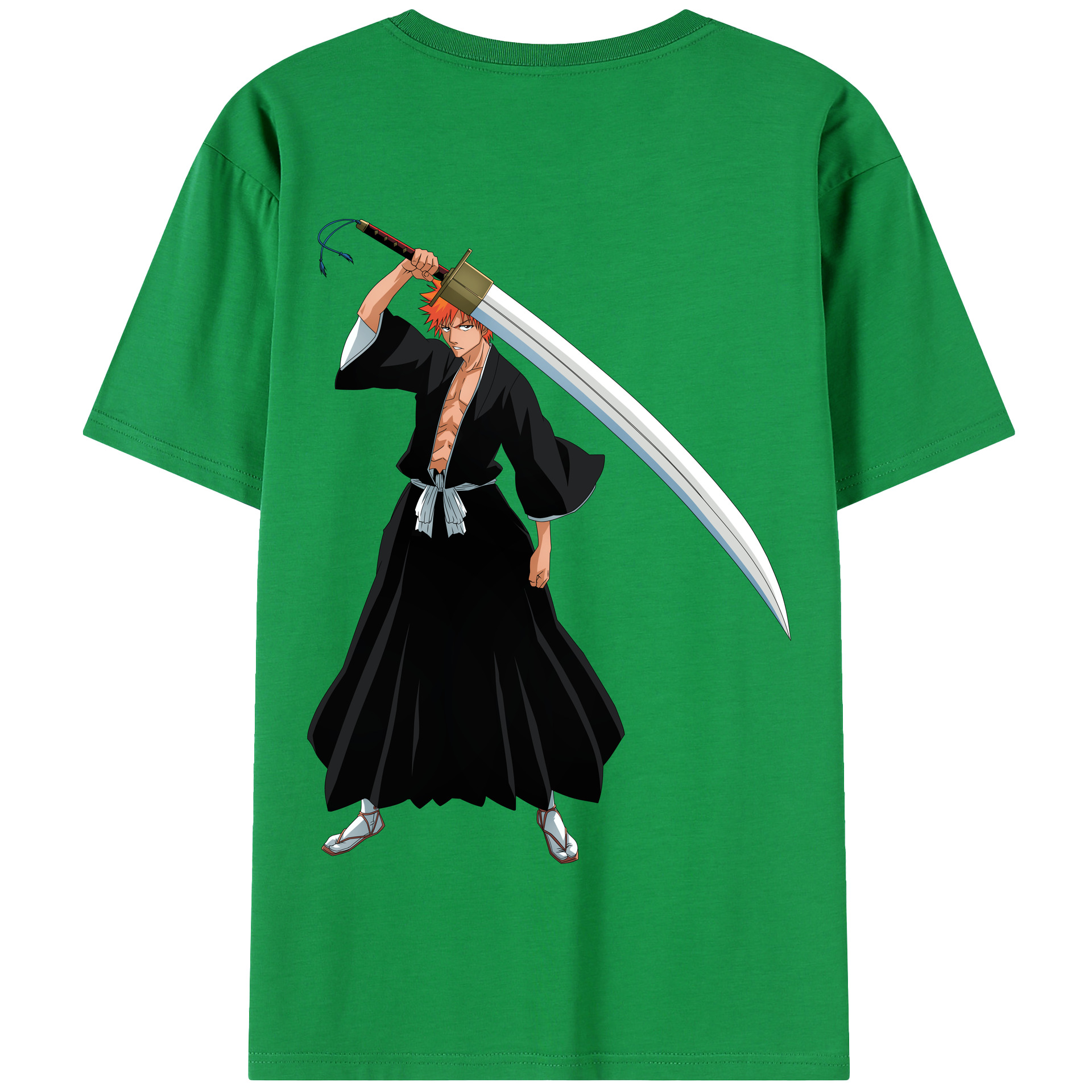 （画像用） ブリーチ 黒崎一護（くろさき いちご）BLEACH Kurosaki Ichigo 綿100％半袖Tシャツ（背面プリント）