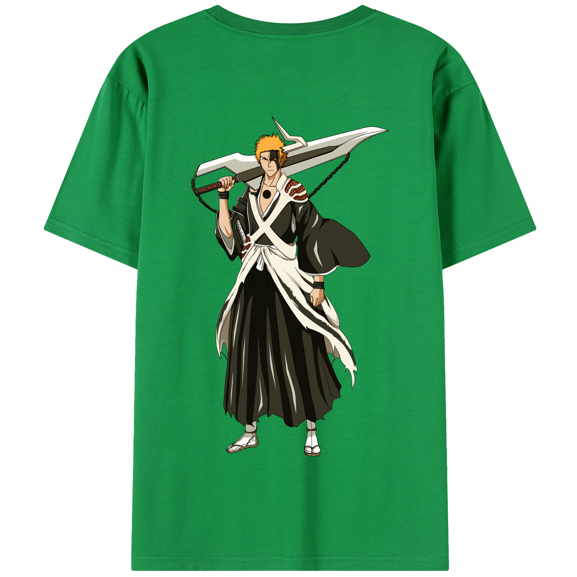 （画像用） ブリーチ 黒崎一護（くろさき いちご）BLEACH Kurosaki Ichigo 綿100％半袖Tシャツ（背面プリント）