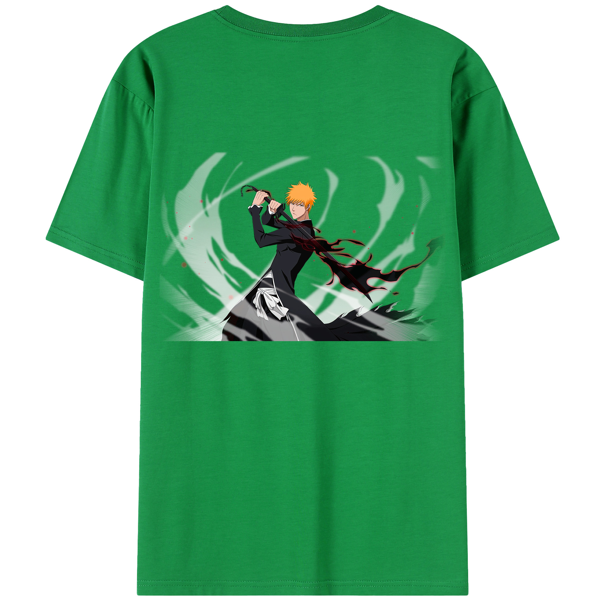 （画像用） ブリーチ 黒崎一護（くろさき いちご）BLEACH Kurosaki Ichigo 綿100％半袖Tシャツ（背面プリント）