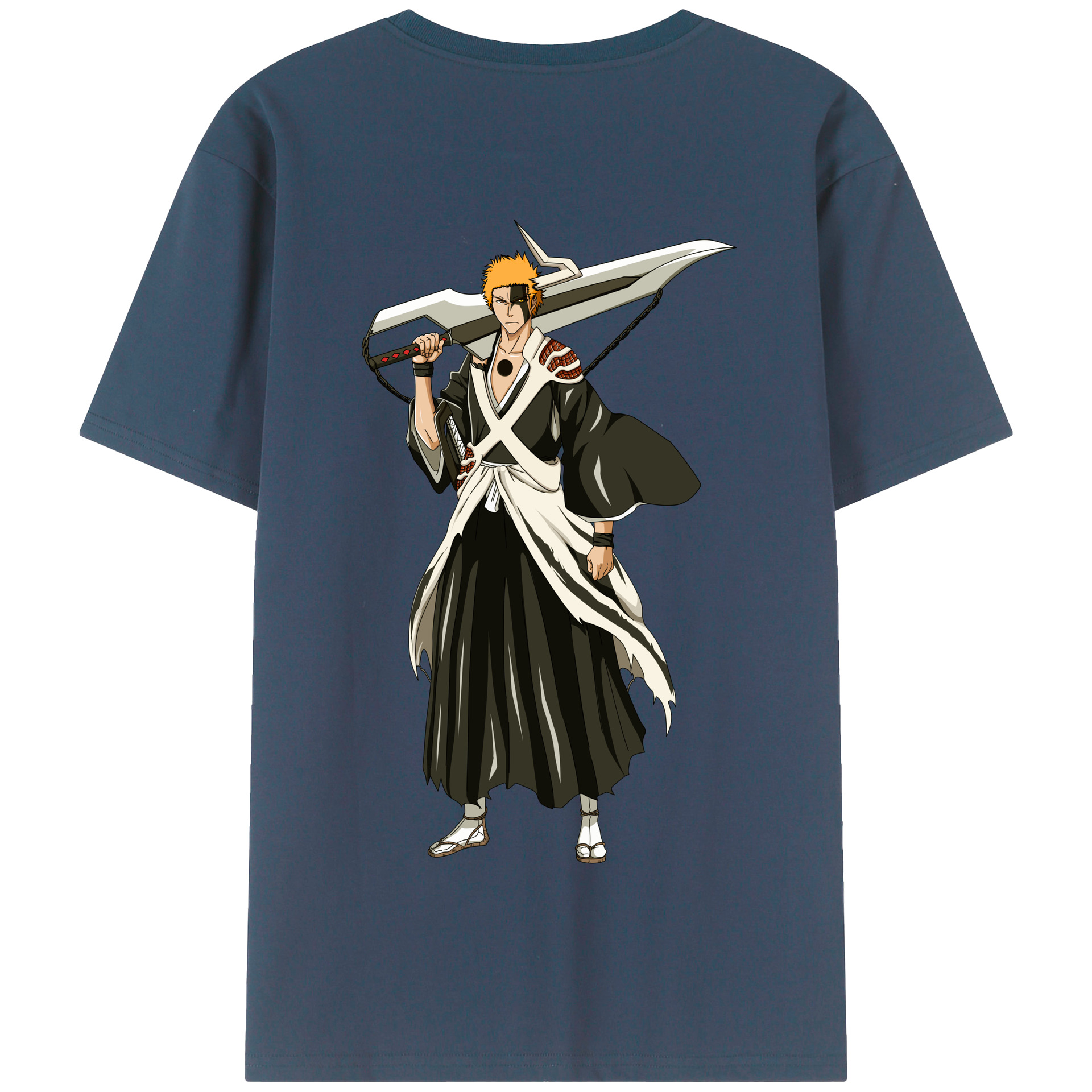（画像用） ブリーチ 黒崎一護（くろさき いちご）BLEACH Kurosaki Ichigo 綿100％半袖Tシャツ（背面プリント）