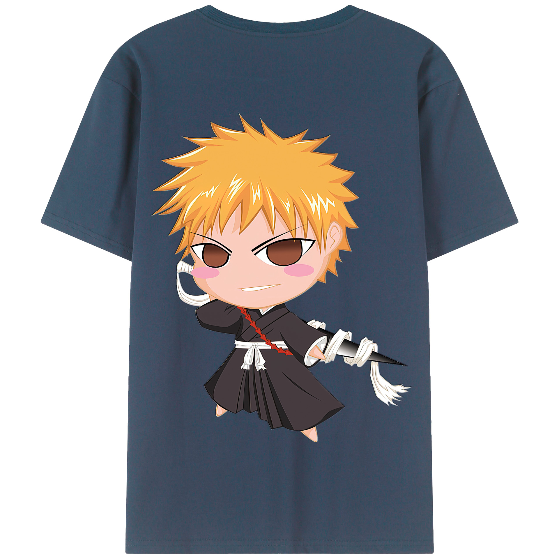 （画像用） ブリーチ 黒崎一護（くろさき いちご）BLEACH Kurosaki Ichigo 綿100％半袖Tシャツ（背面プリント）