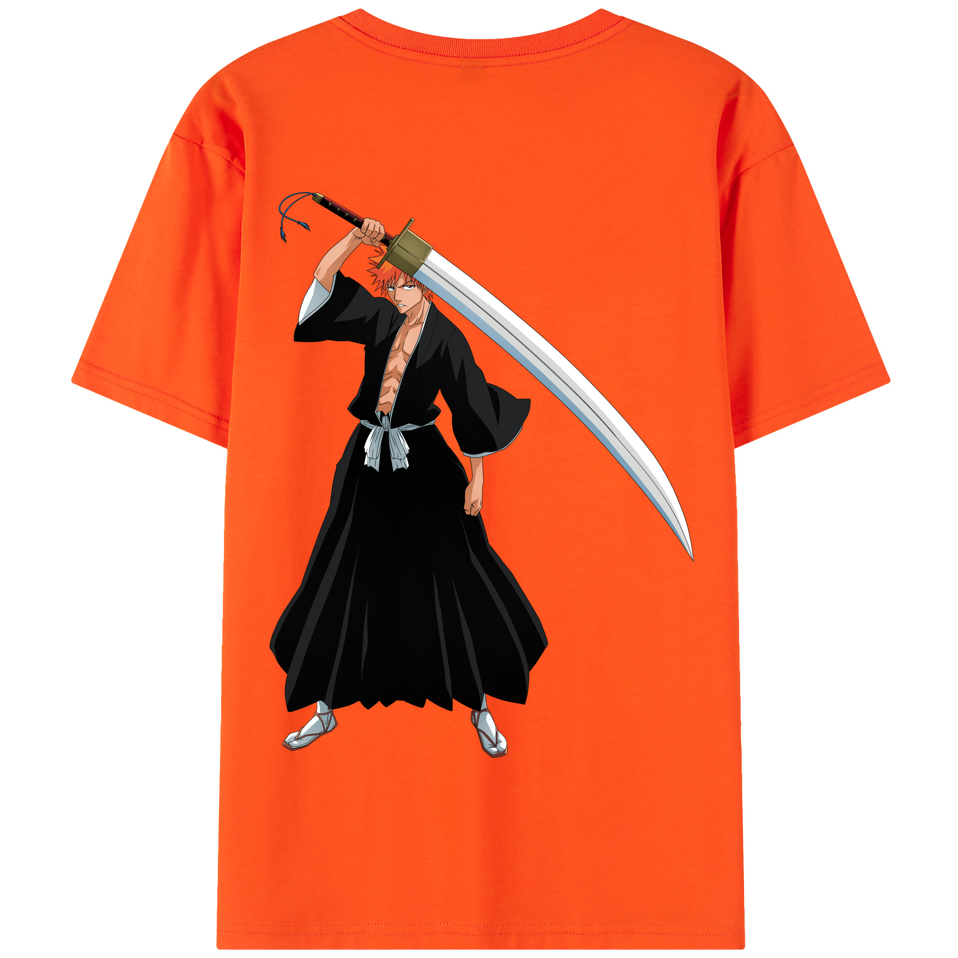 （画像用） ブリーチ 黒崎一護（くろさき いちご）BLEACH Kurosaki Ichigo 綿100％半袖Tシャツ（背面プリント）