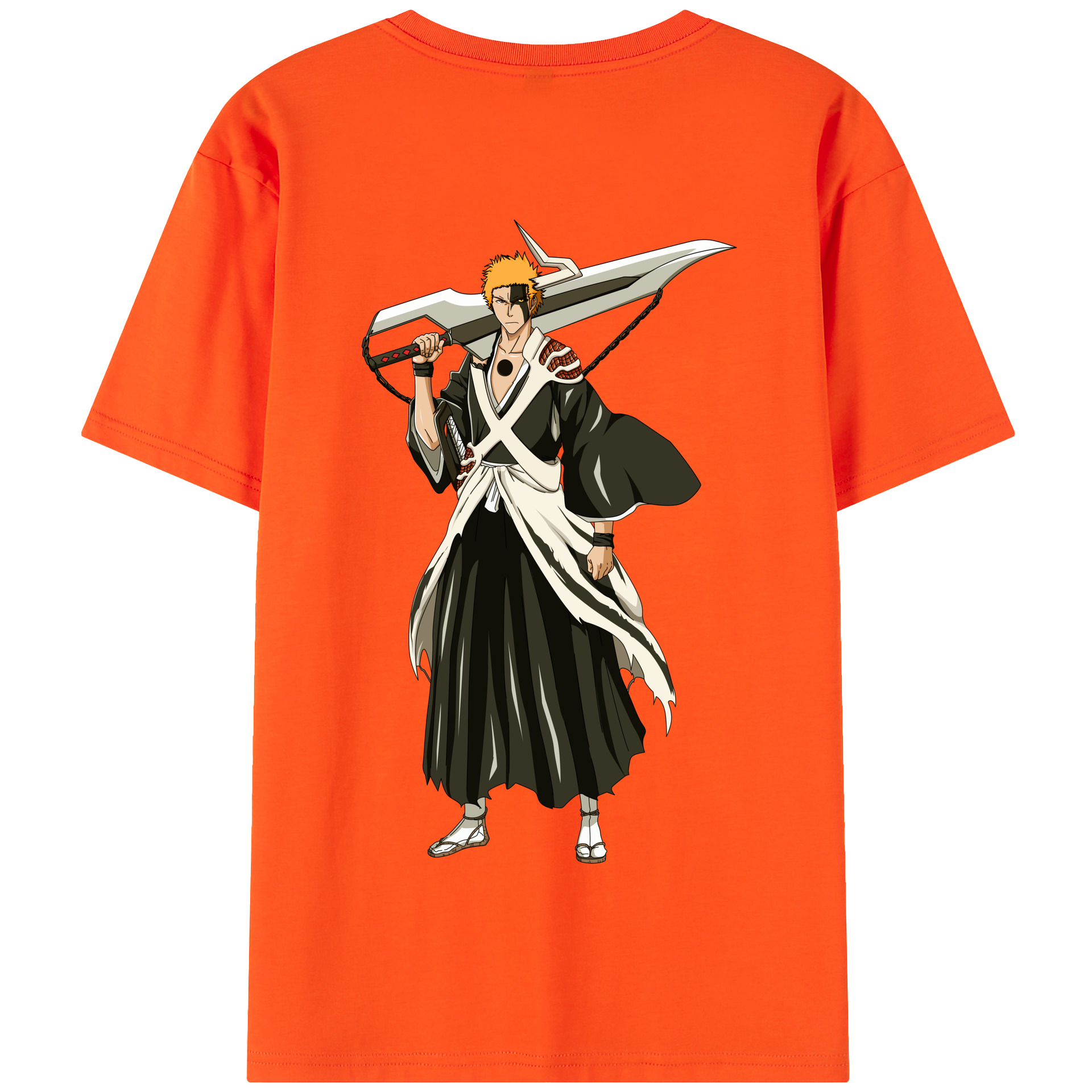 （画像用） ブリーチ 黒崎一護（くろさき いちご）BLEACH Kurosaki Ichigo 綿100％半袖Tシャツ（背面プリント）