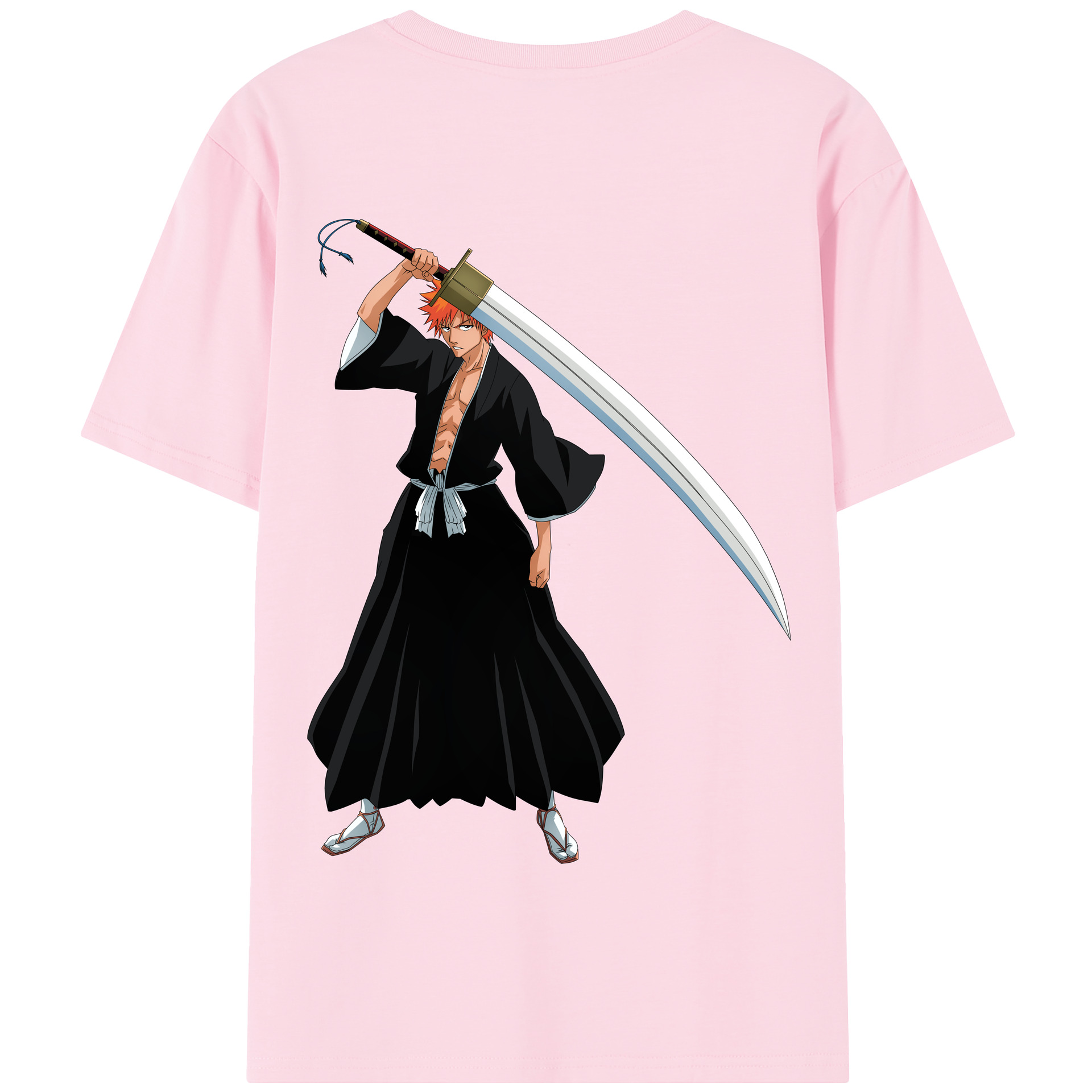 （画像用） ブリーチ 黒崎一護（くろさき いちご）BLEACH Kurosaki Ichigo 綿100％半袖Tシャツ（背面プリント）