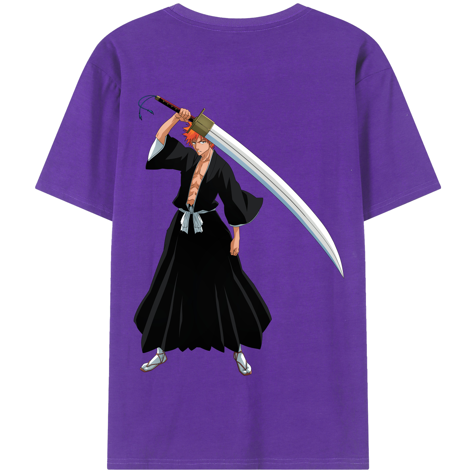 （画像用） ブリーチ 黒崎一護（くろさき いちご）BLEACH Kurosaki Ichigo 綿100％半袖Tシャツ（背面プリント）