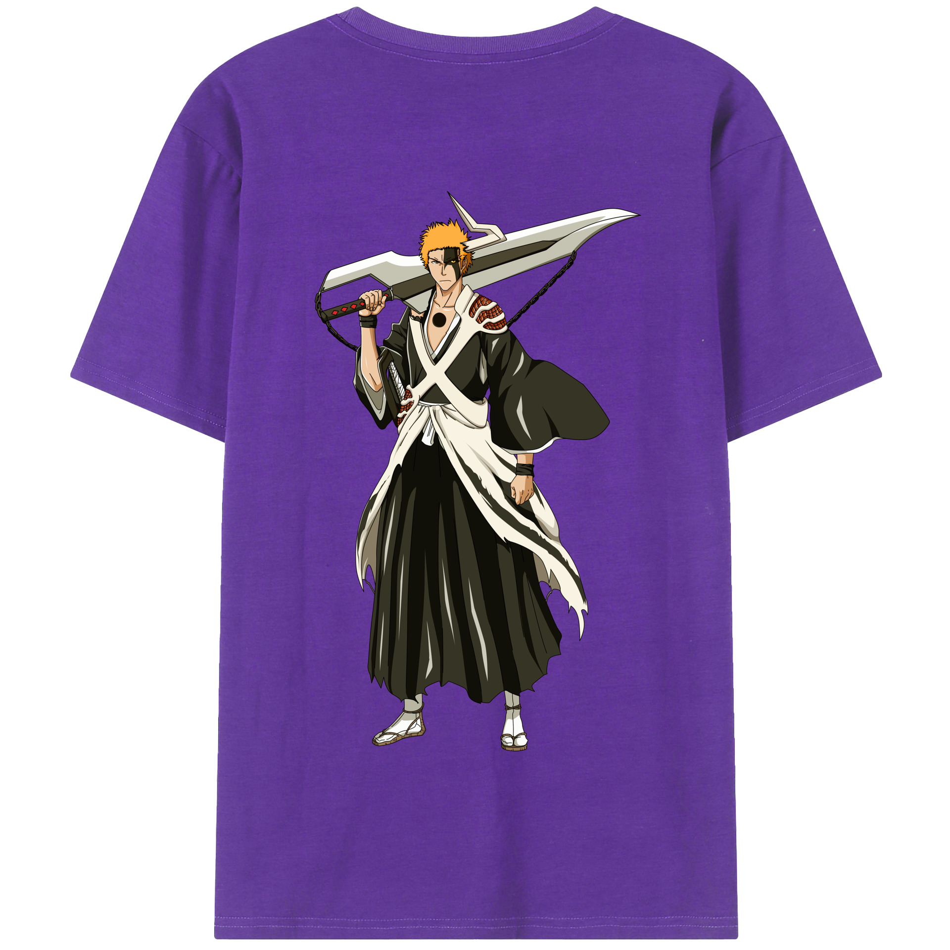 （画像用） ブリーチ 黒崎一護（くろさき いちご）BLEACH Kurosaki Ichigo 綿100％半袖Tシャツ（背面プリント）
