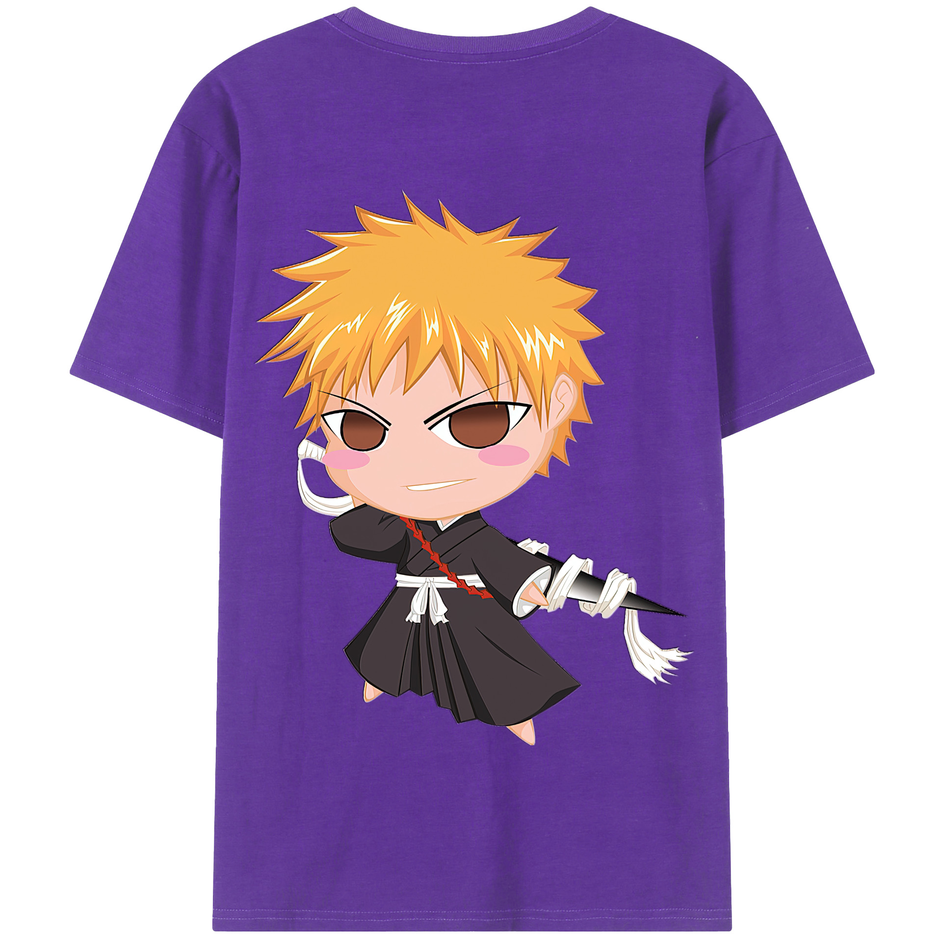 （画像用） ブリーチ 黒崎一護（くろさき いちご）BLEACH Kurosaki Ichigo 綿100％半袖Tシャツ（背面プリント）