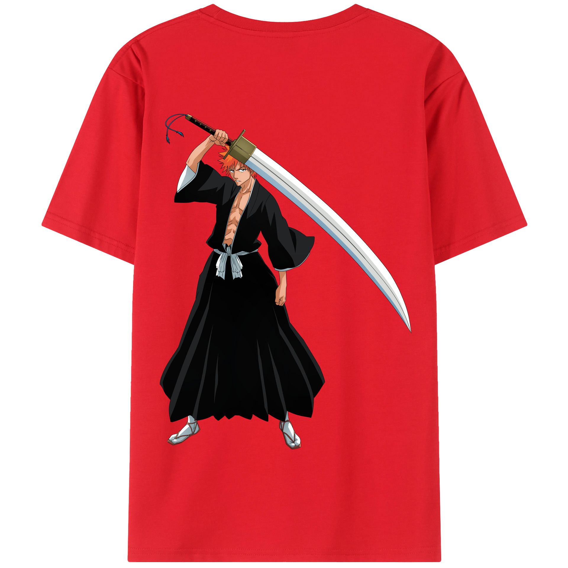 （画像用） ブリーチ 黒崎一護（くろさき いちご）BLEACH Kurosaki Ichigo 綿100％半袖Tシャツ（背面プリント）
