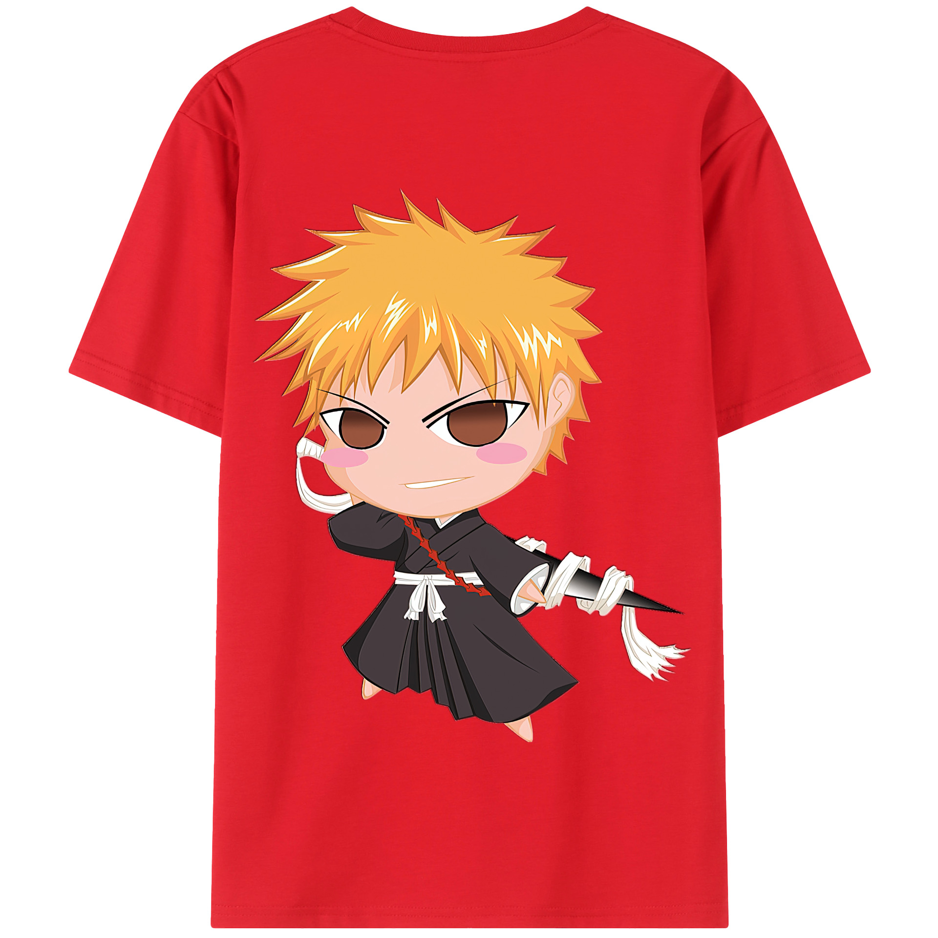 （画像用） ブリーチ 黒崎一護（くろさき いちご）BLEACH Kurosaki Ichigo 綿100％半袖Tシャツ（背面プリント）