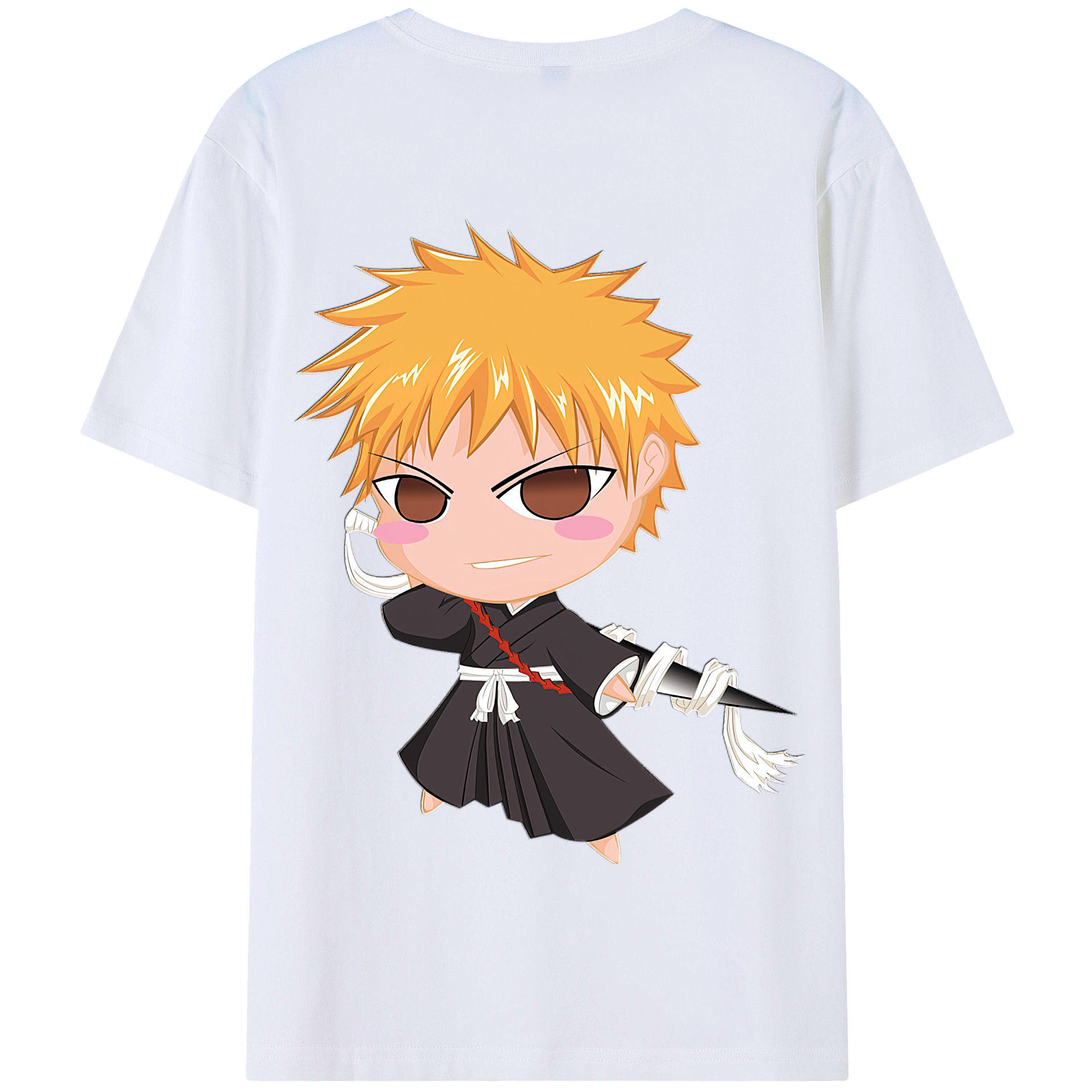 （画像用） ブリーチ 黒崎一護（くろさき いちご）BLEACH Kurosaki Ichigo 綿100％半袖Tシャツ（背面プリント）