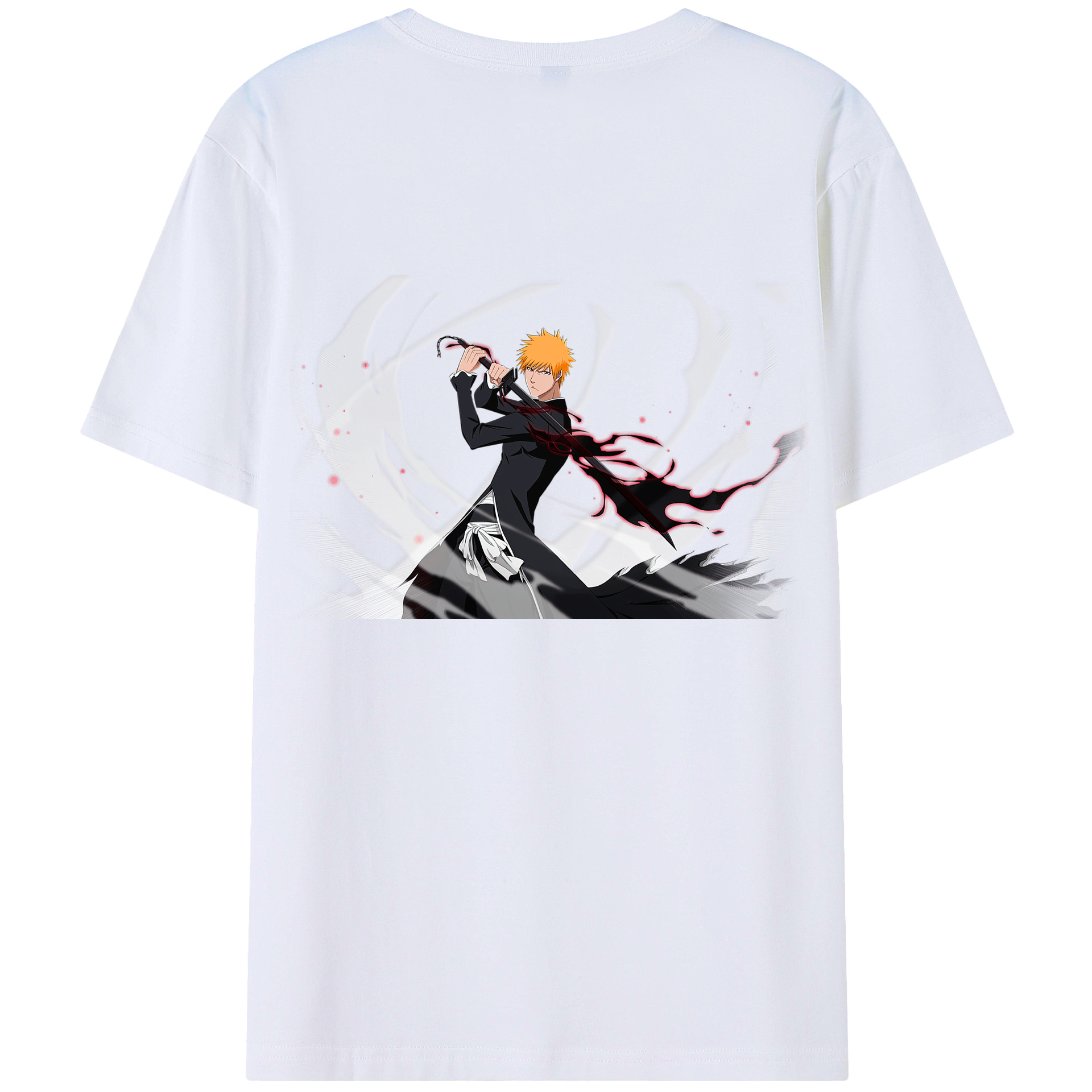 （画像用） ブリーチ 黒崎一護（くろさき いちご）BLEACH Kurosaki Ichigo 綿100％半袖Tシャツ（背面プリント）