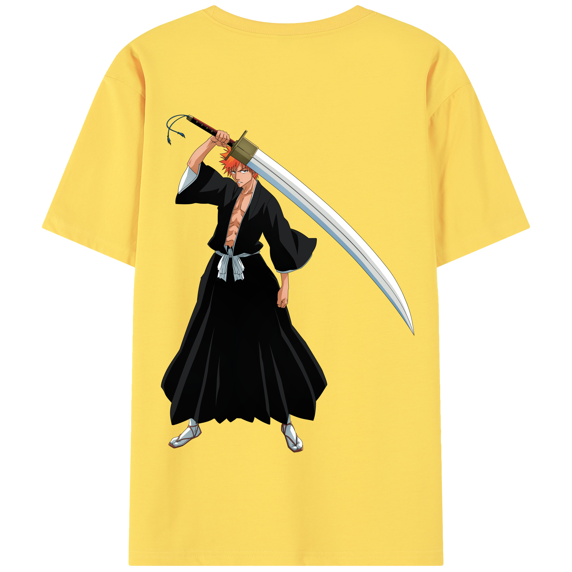（画像用） ブリーチ 黒崎一護（くろさき いちご）BLEACH Kurosaki Ichigo 綿100％半袖Tシャツ（背面プリント）