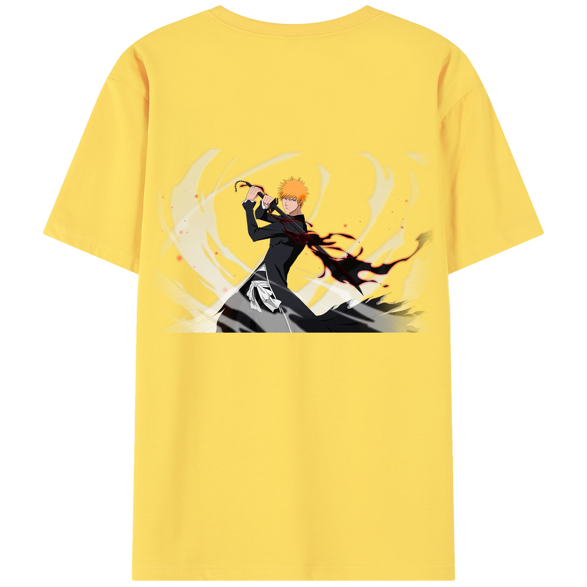（画像用） ブリーチ 黒崎一護（くろさき いちご）BLEACH Kurosaki Ichigo 綿100％半袖Tシャツ（背面プリント）