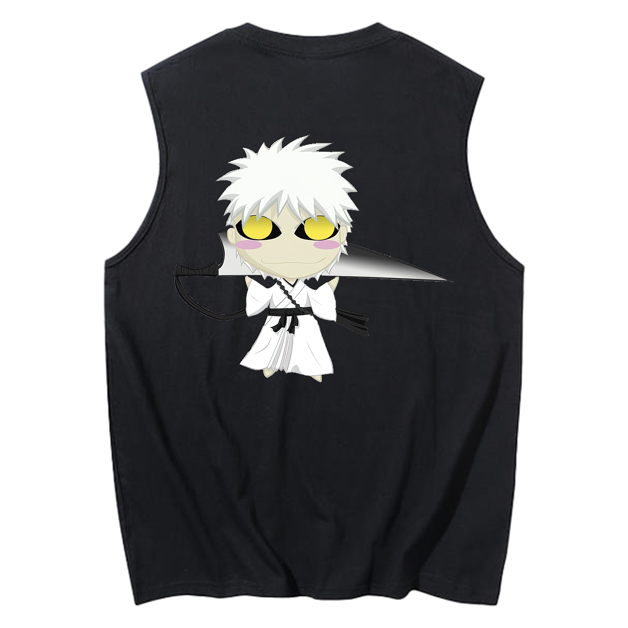 （画像用） ブリーチ 黒崎一護（くろさき いちご）BLEACH Kurosaki Ichigo コットン100％タンクトップ（背面プリント）