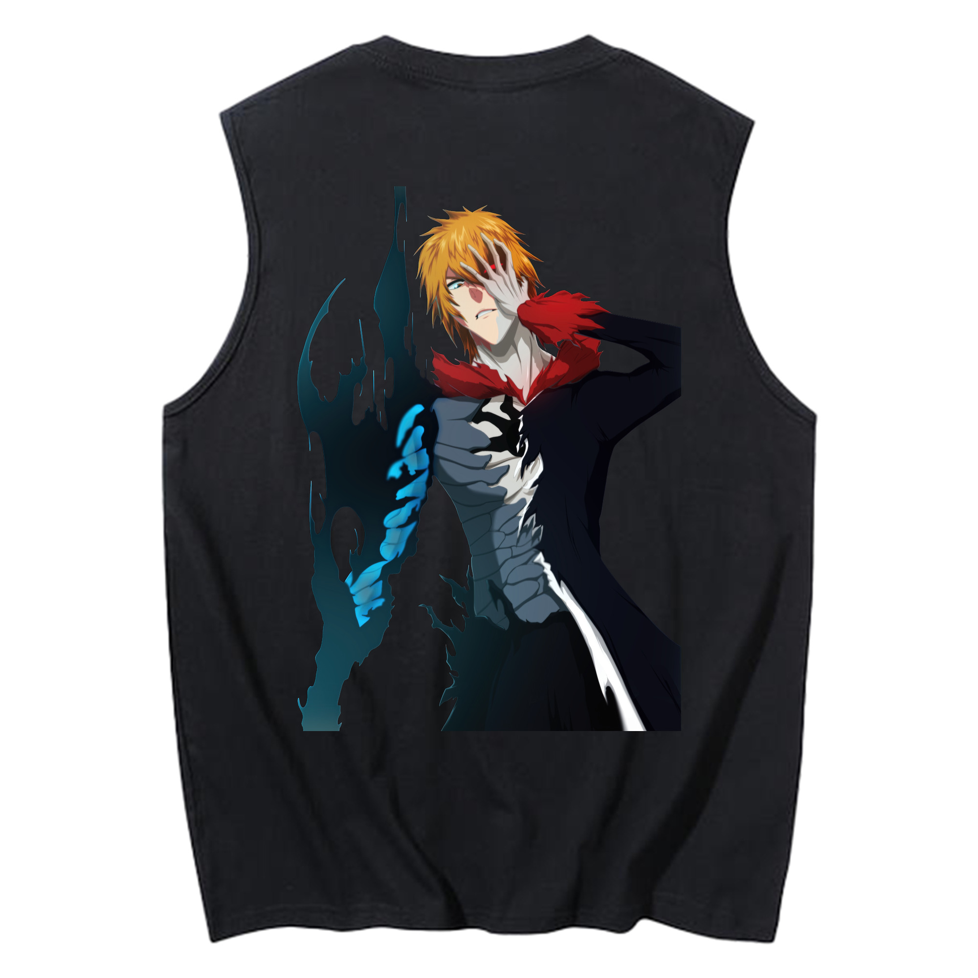 （画像用） ブリーチ 黒崎一護（くろさき いちご）BLEACH Kurosaki Ichigo コットン100％タンクトップ（背面プリント）