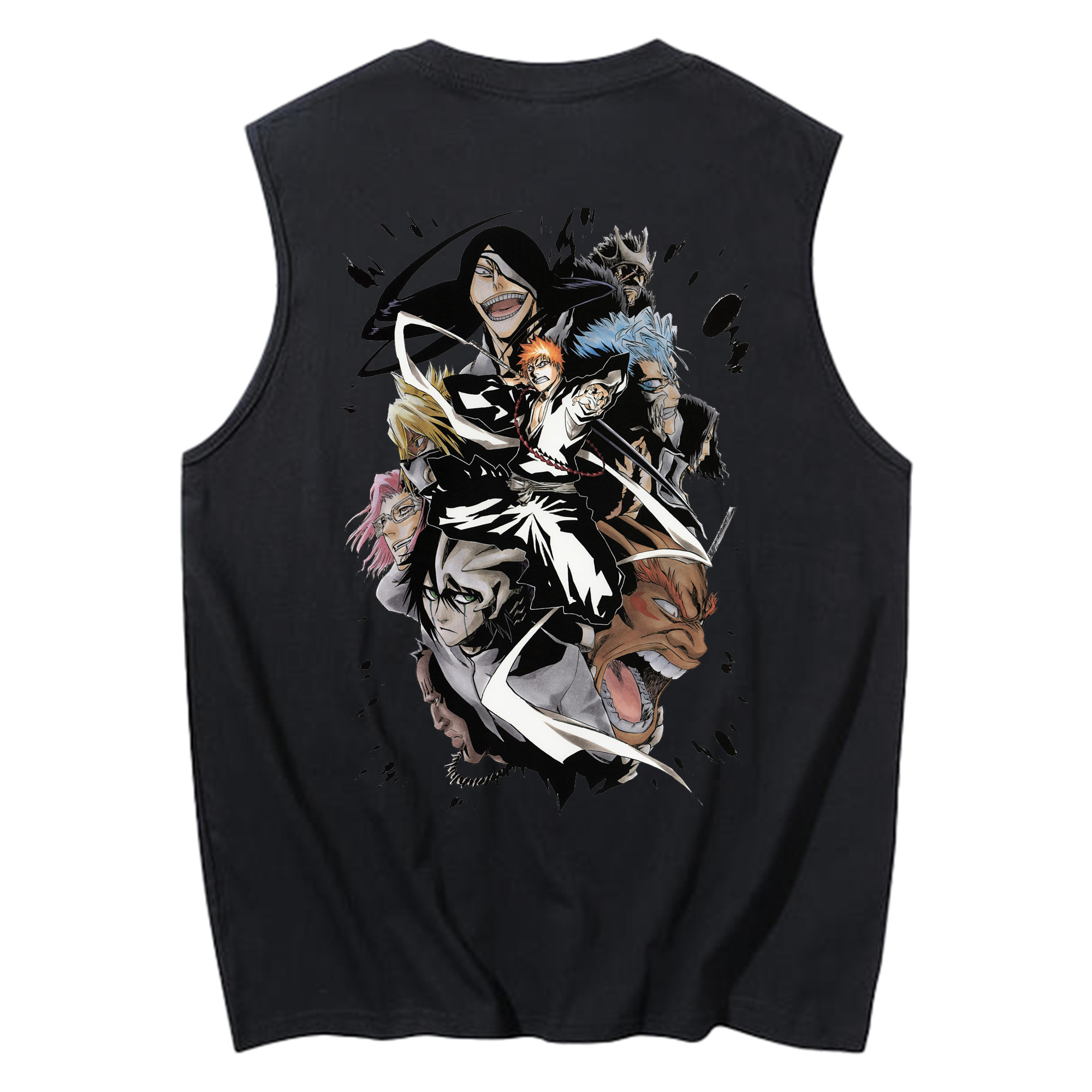 （画像用） ブリーチ 黒崎一護（くろさき いちご）BLEACH Kurosaki Ichigo コットン100％タンクトップ（背面プリント）