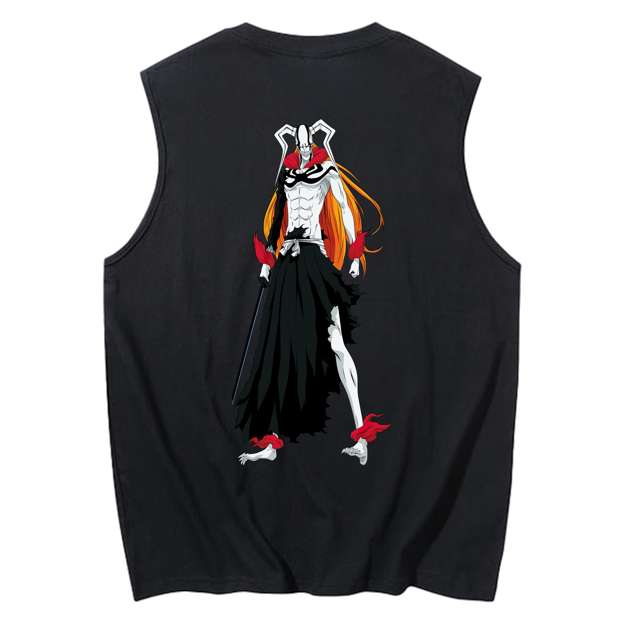 （画像用） ブリーチ 黒崎一護（くろさき いちご）BLEACH Kurosaki Ichigo コットン100％タンクトップ（背面プリント）