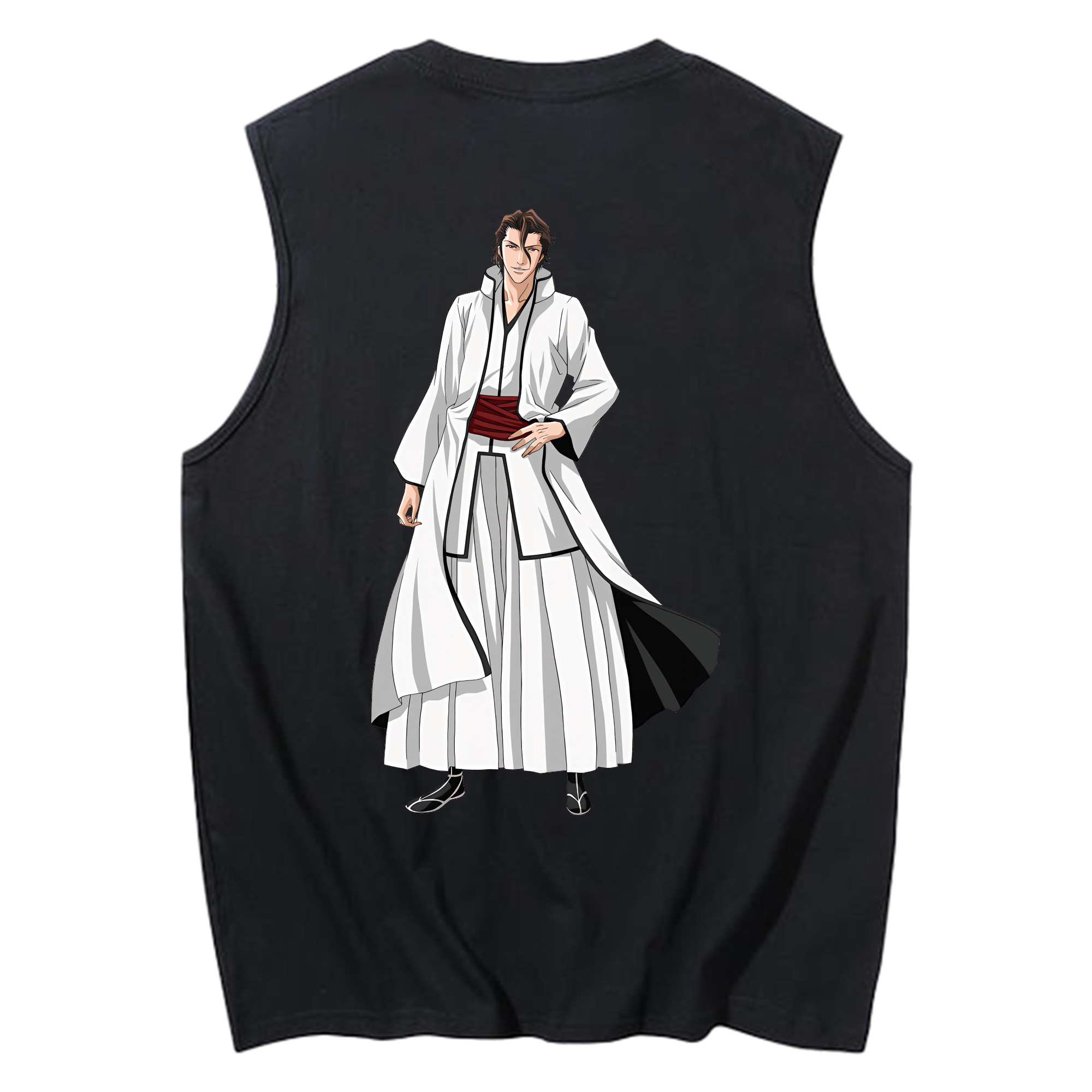 （画像用） ブリーチ 藍染 惣右介（あいぜん そうすけ） BLEACH Aizen Sousuke コットン100％タンクトップ（背面プリント）