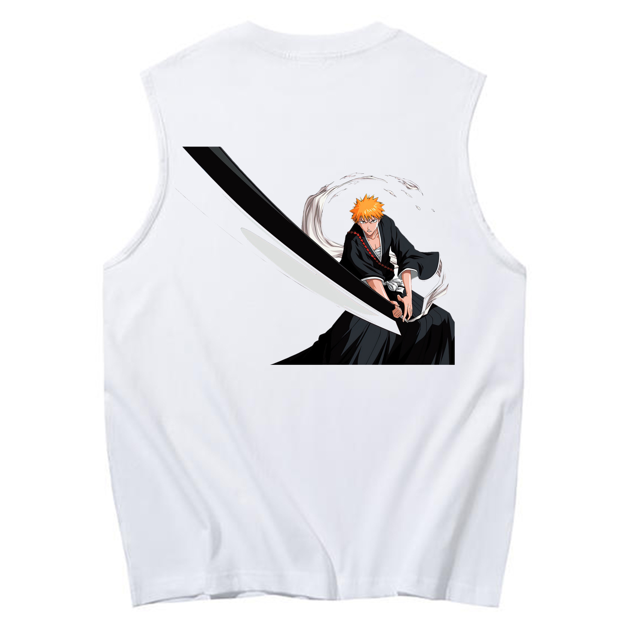 （画像用） ブリーチ 黒崎一護（くろさき いちご）BLEACH Kurosaki Ichigo コットン100％タンクトップ（背面プリント）