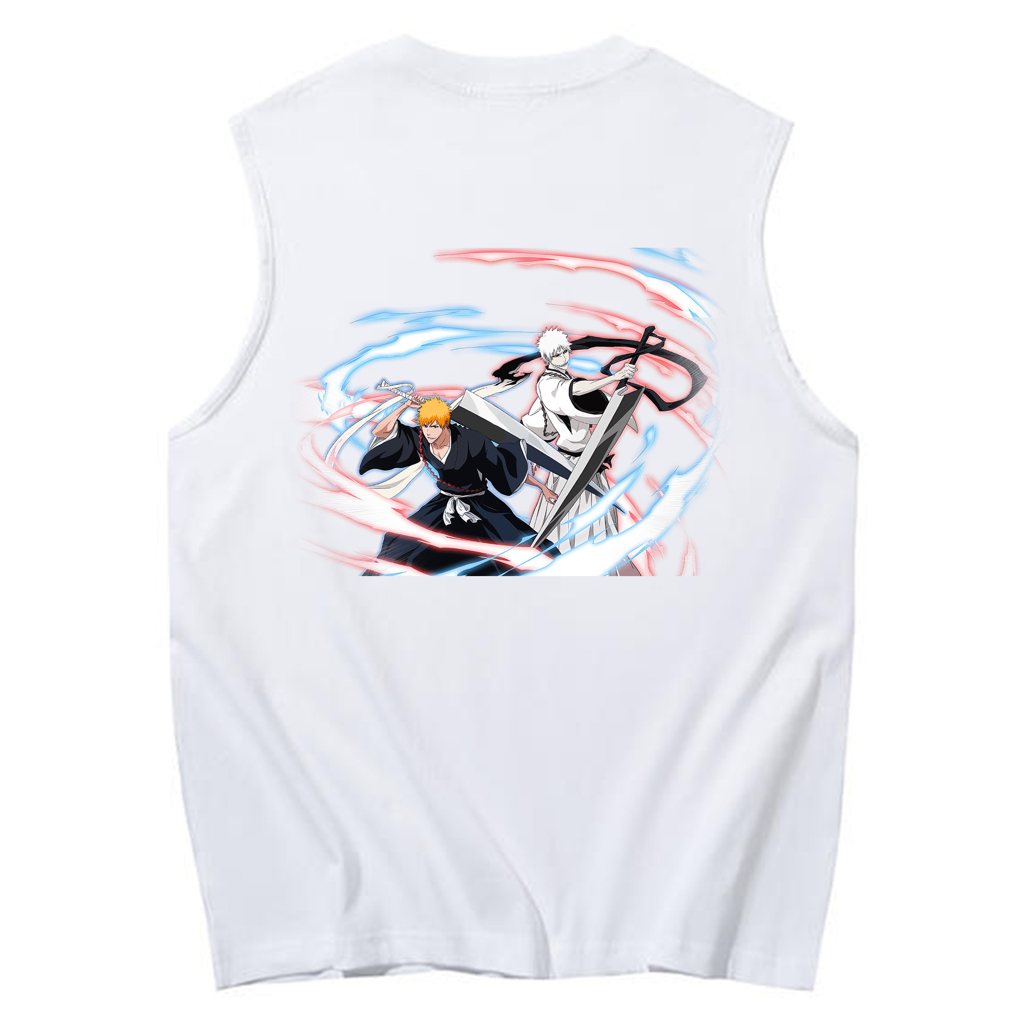 （画像用） ブリーチ 黒崎一護（くろさき いちご）BLEACH Kurosaki Ichigo コットン100％タンクトップ（背面プリント）