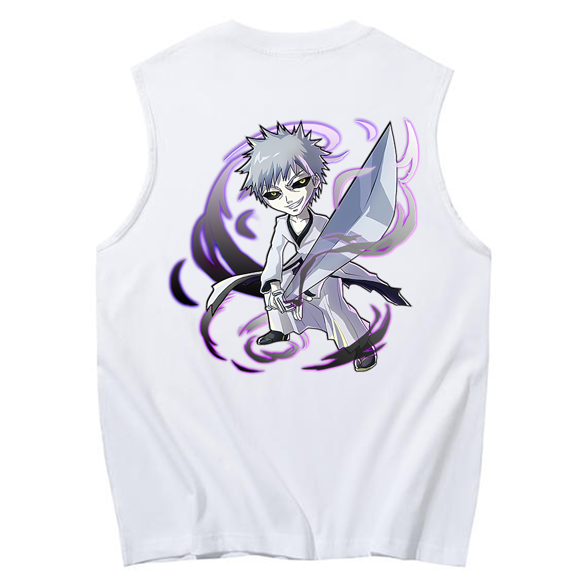 （画像用） ブリーチ 黒崎一護（くろさき いちご）BLEACH Kurosaki Ichigo コットン100％タンクトップ（背面プリント）