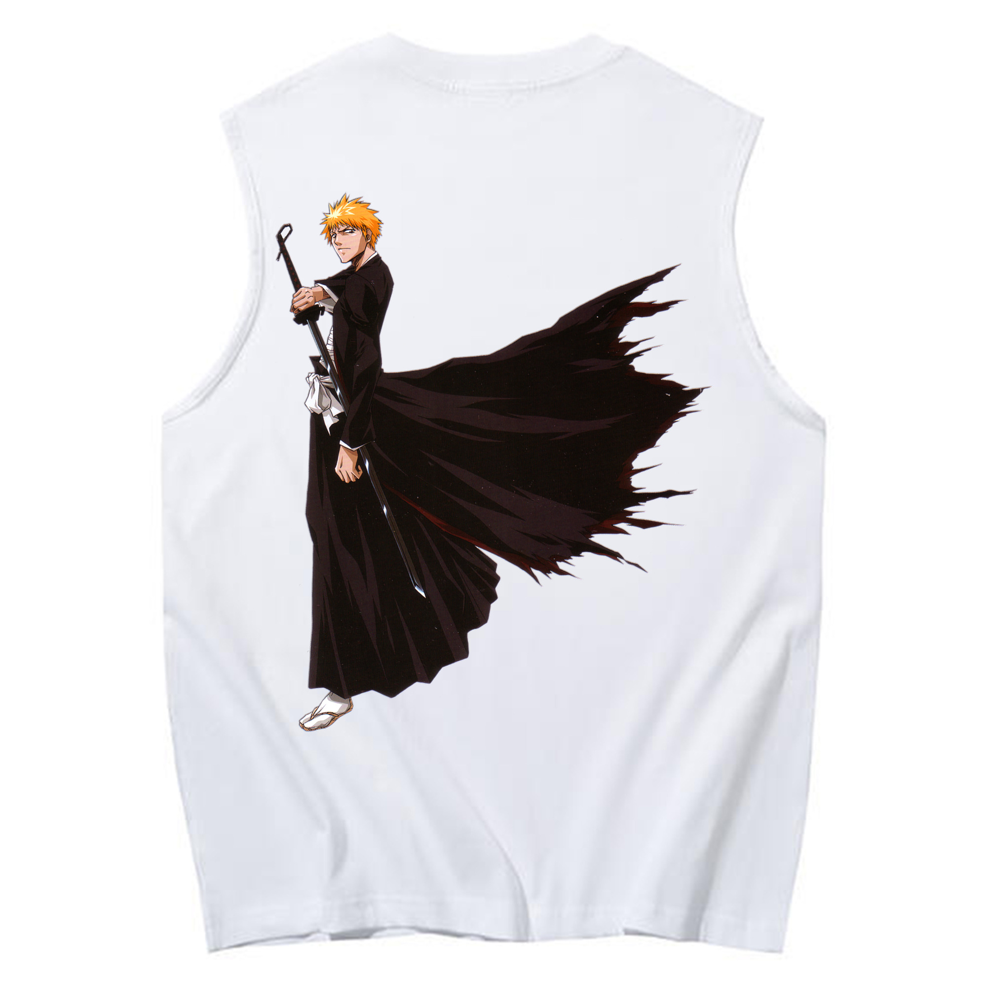 （画像用） ブリーチ 黒崎一護（くろさき いちご）BLEACH Kurosaki Ichigo コットン100％タンクトップ（背面プリント）