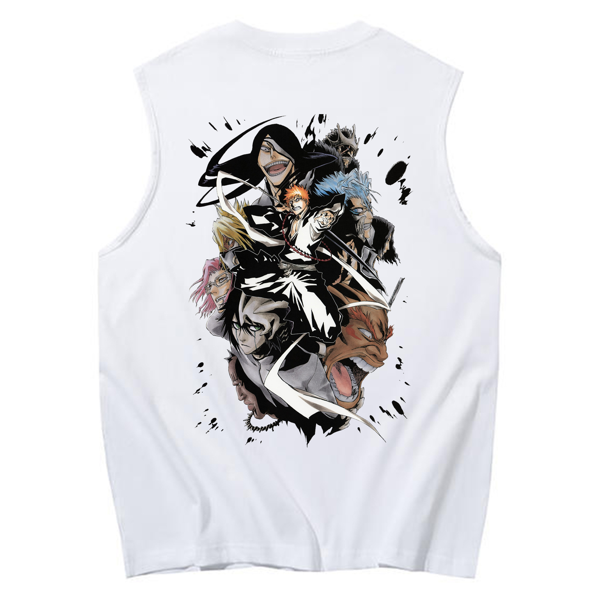（画像用） ブリーチ 黒崎一護（くろさき いちご）BLEACH Kurosaki Ichigo コットン100％タンクトップ（背面プリント）
