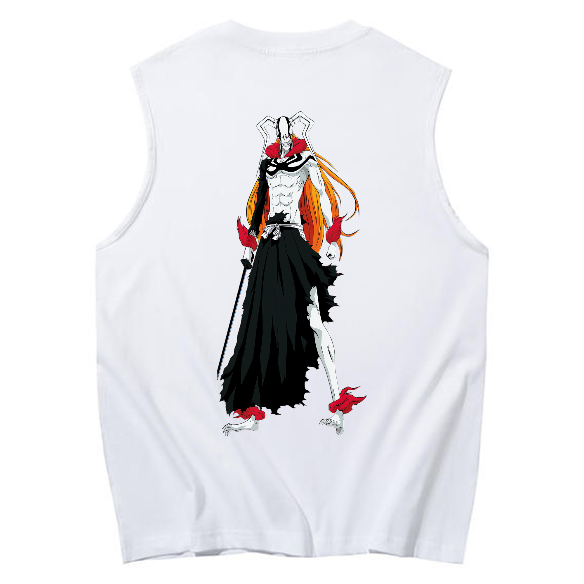 （画像用） ブリーチ 黒崎一護（くろさき いちご）BLEACH Kurosaki Ichigo コットン100％タンクトップ（背面プリント）