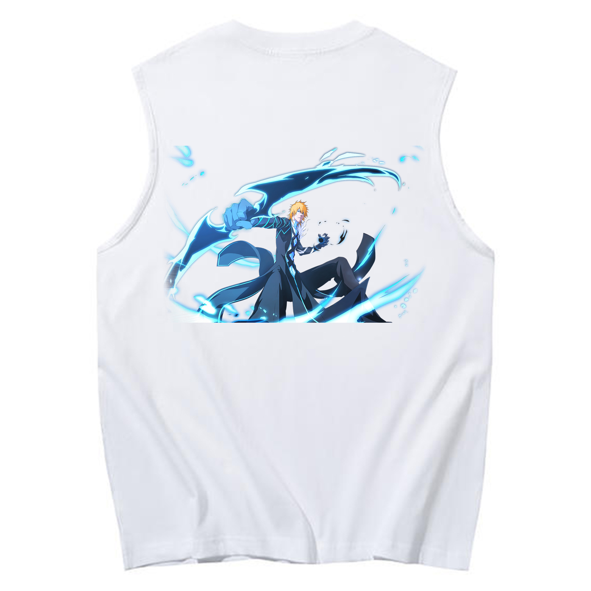 （画像用） ブリーチ 黒崎一護（くろさき いちご）BLEACH Kurosaki Ichigo コットン100％タンクトップ（背面プリント）